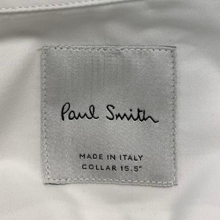 Men's PAUL SMITH Size M White Cotton Blend Long Sleeve Shirt For Sale