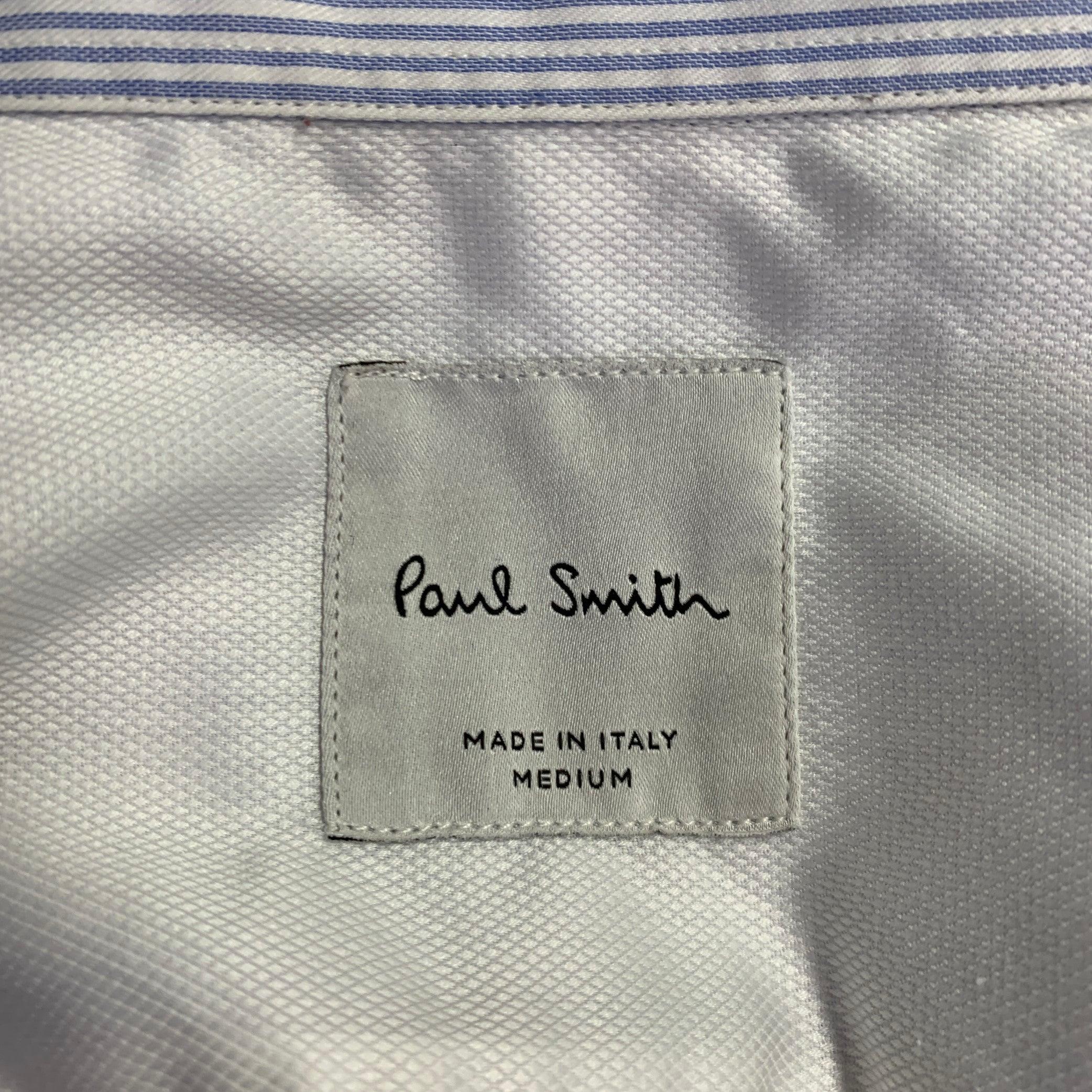 PAUL SMITH Size M White Light Blue Stripe Cotton Button Down Long Sleeve Shirt In Excellent Condition In San Francisco, CA