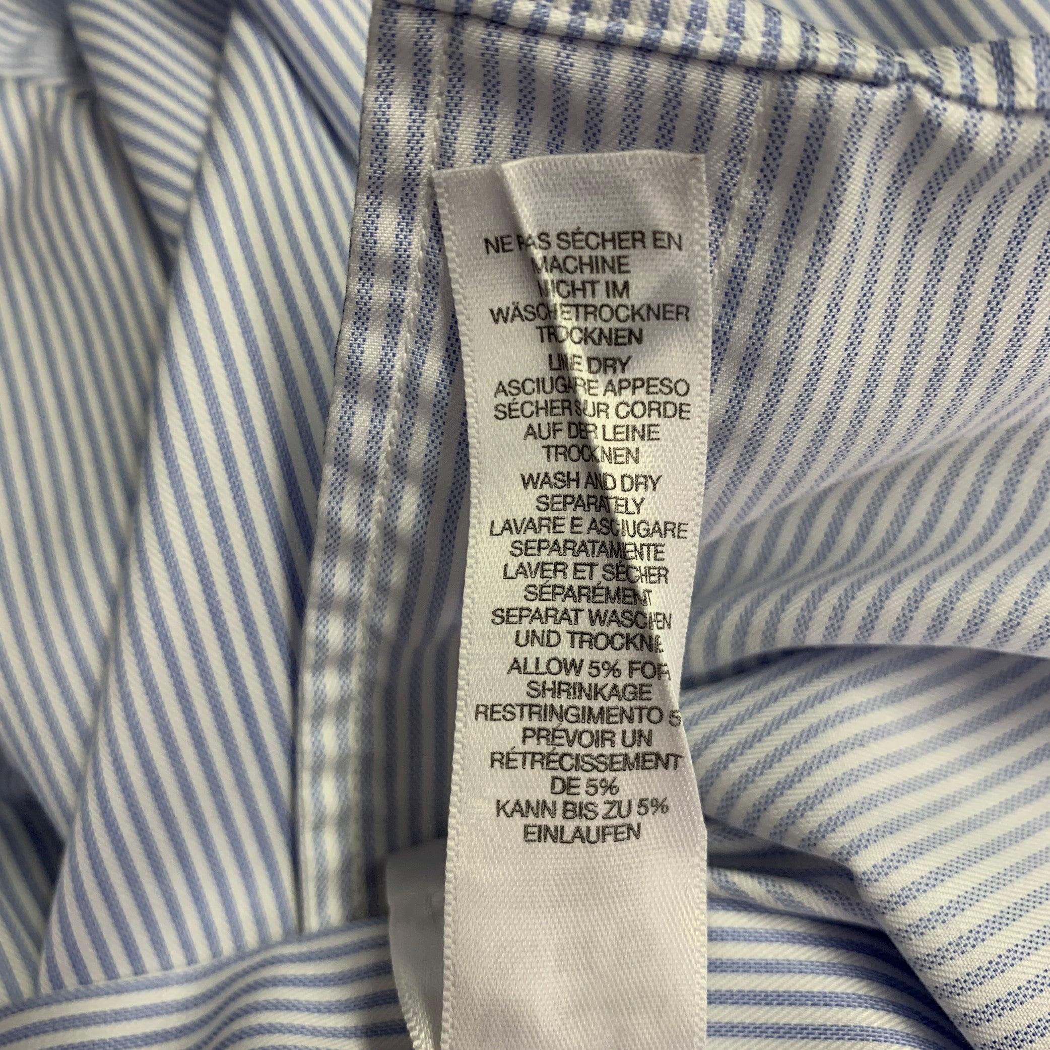 PAUL SMITH Size M White Light Blue Stripe Cotton Button Down Long Sleeve Shirt 2