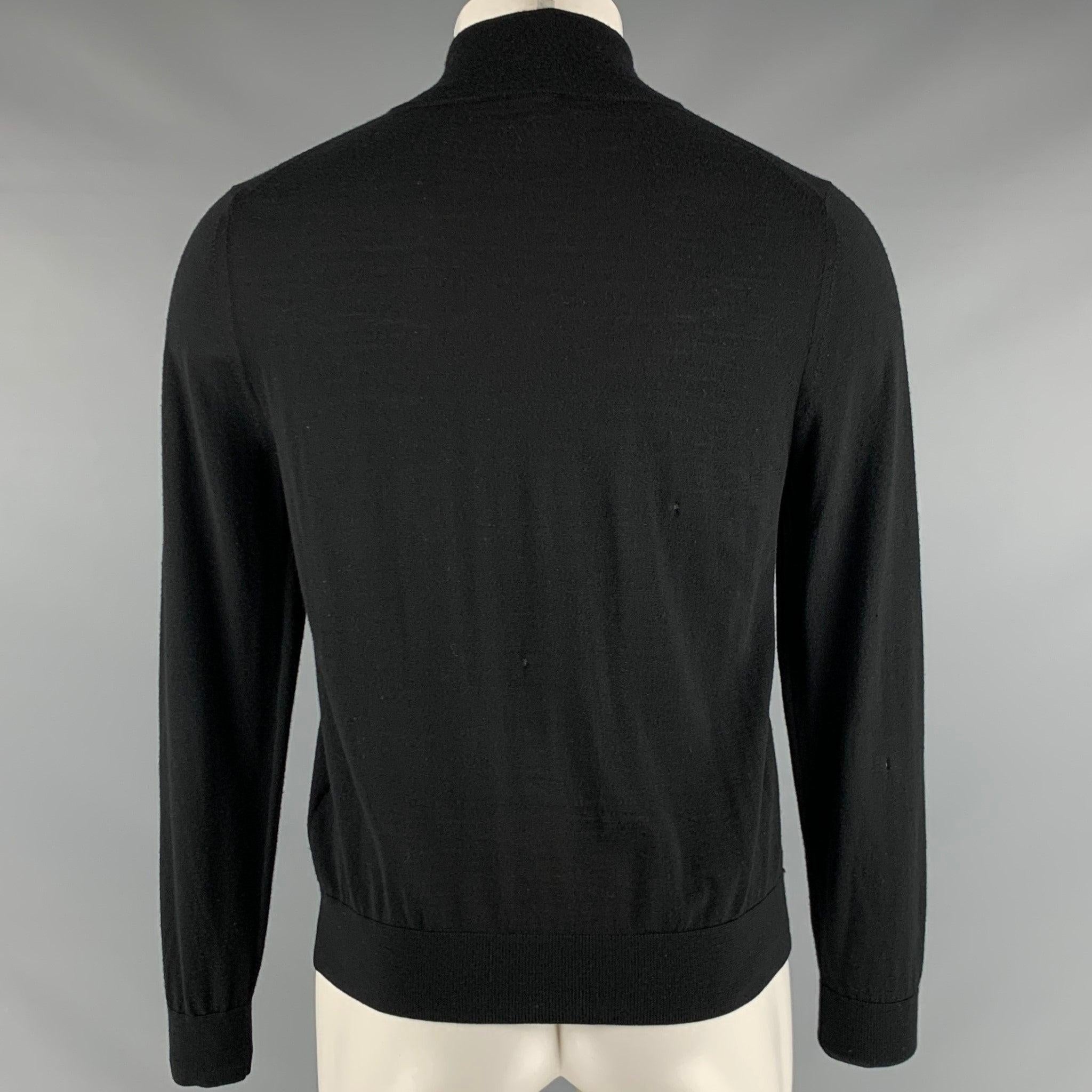 Men's PAUL SMITH Size S Black Merino Wool Zip Up Pullover For Sale