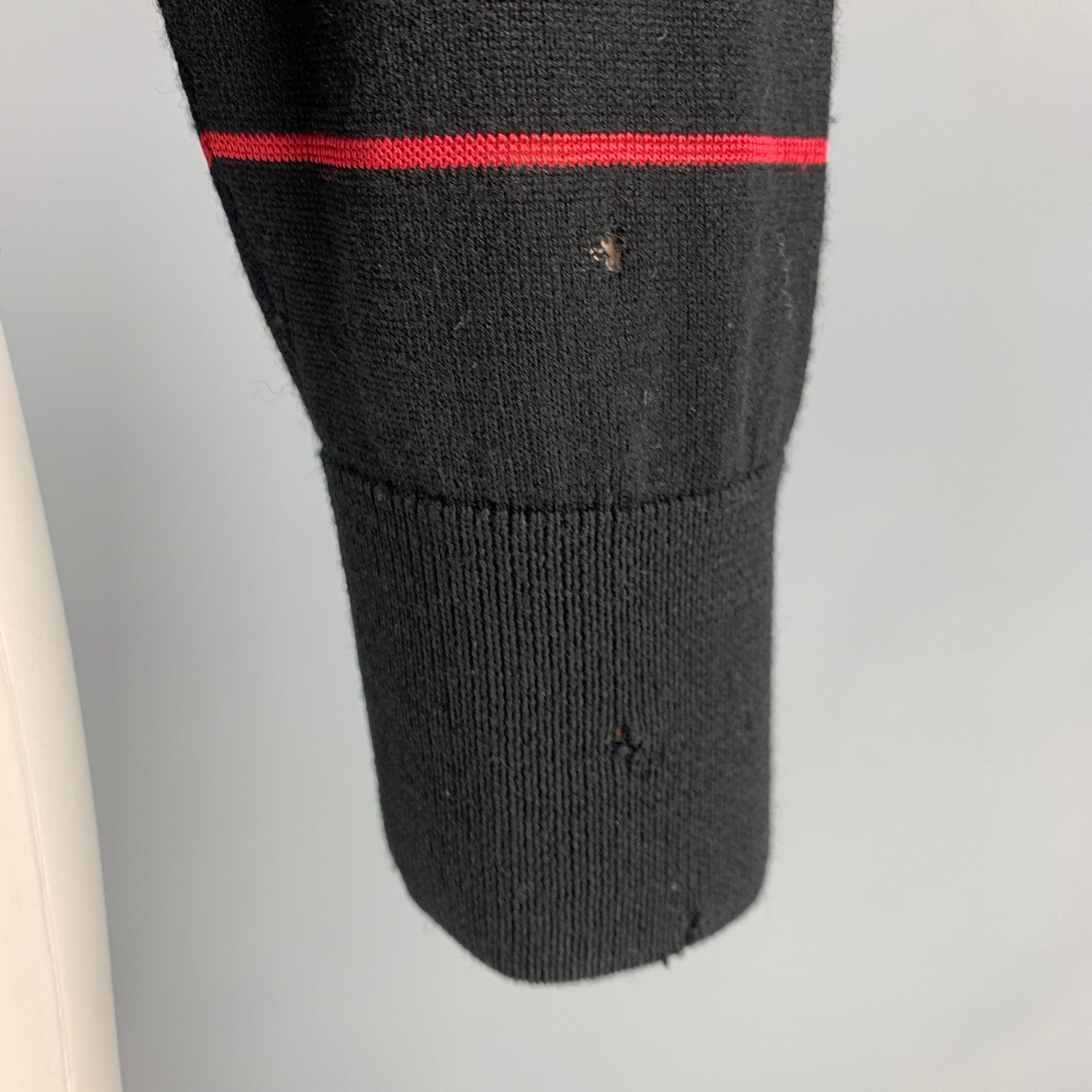 PAUL SMITH Size S Black Red Merino Wool Polo Pullover For Sale 1
