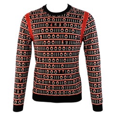 PAUL SMITH Size S Black Red White Stripe Wool Cotton Blend Crew Neck Sweater