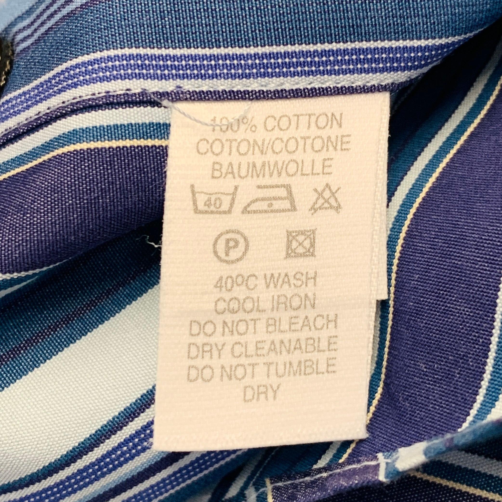PAUL SMITH Taille S Chemise à manches longues en coton à rayures bleu marine à poignets français en vente 1