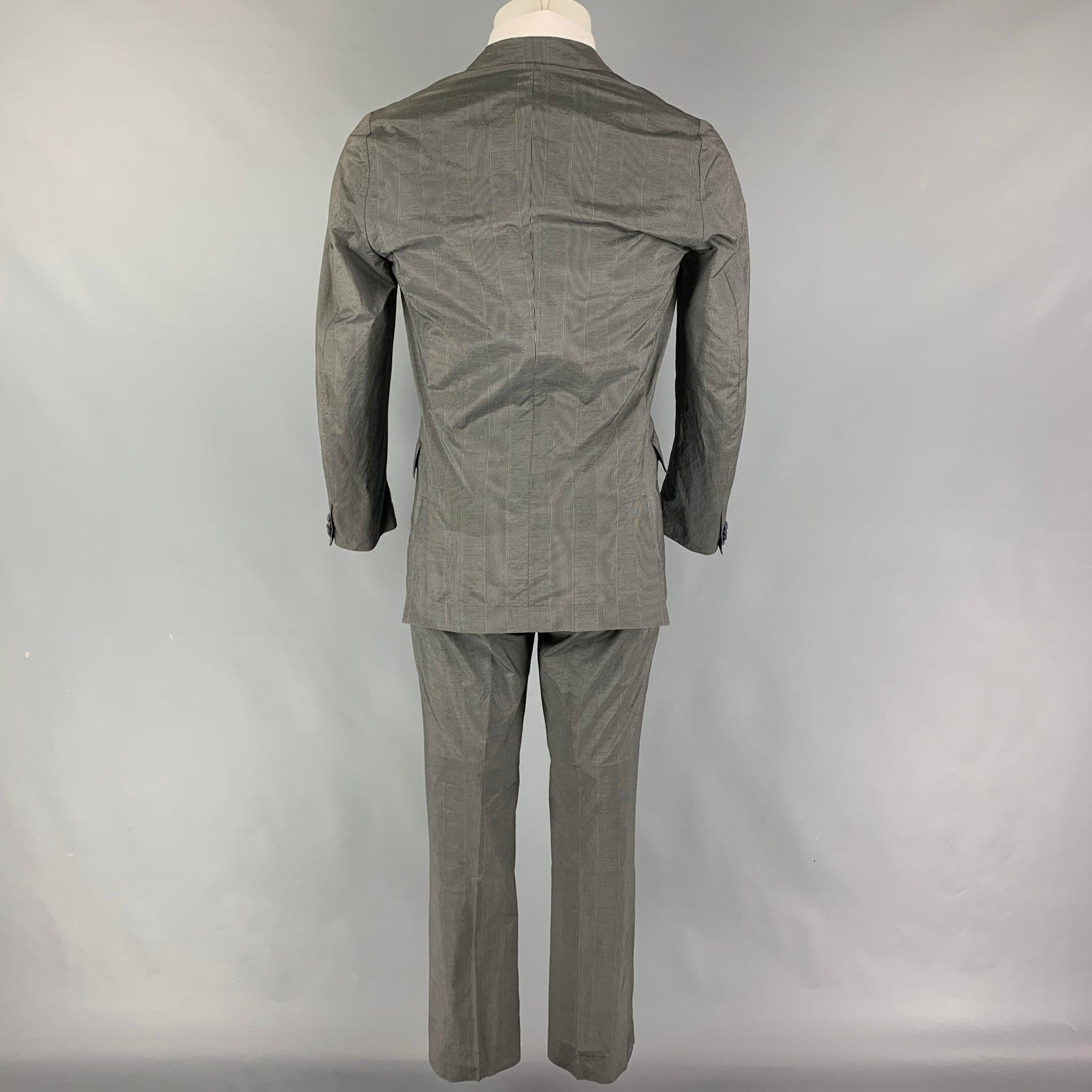 PAUL SMITH Size S Gray Glenplaid Cotton Silk Notch Lapel Suit In Good Condition For Sale In San Francisco, CA