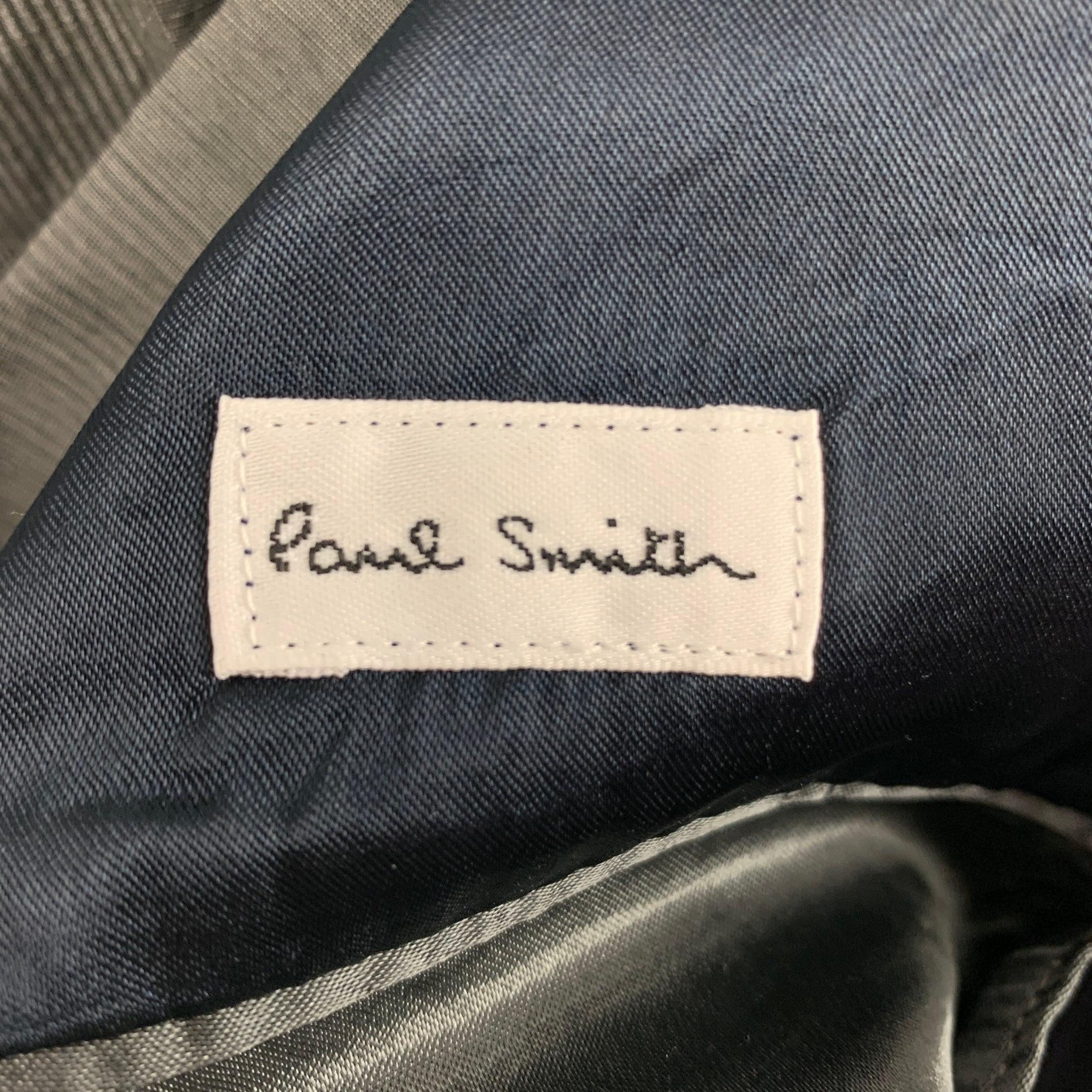 PAUL SMITH Size S Gray Glenplaid Cotton Silk Notch Lapel Suit For Sale 4
