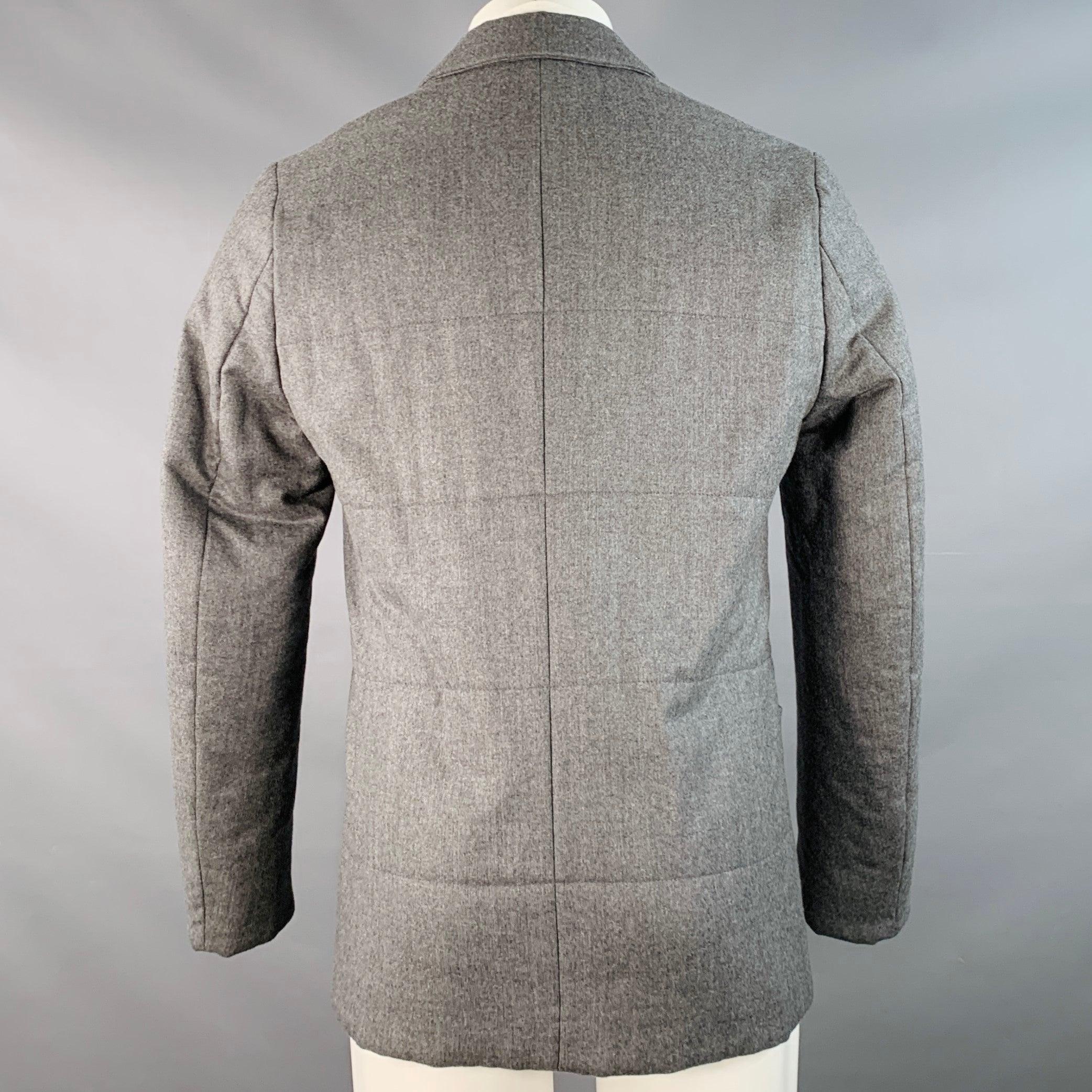PAUL SMITH Größe S Heather Grey Gesteppter Wollmantel mit Kerbrevers (Grau) im Angebot