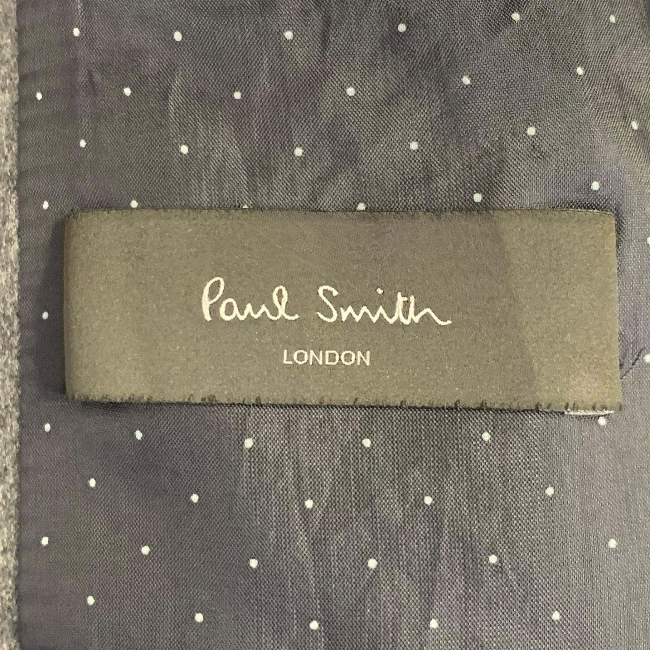 PAUL SMITH Größe S Heather Grey Gesteppter Wollmantel mit Kerbrevers Herren im Angebot