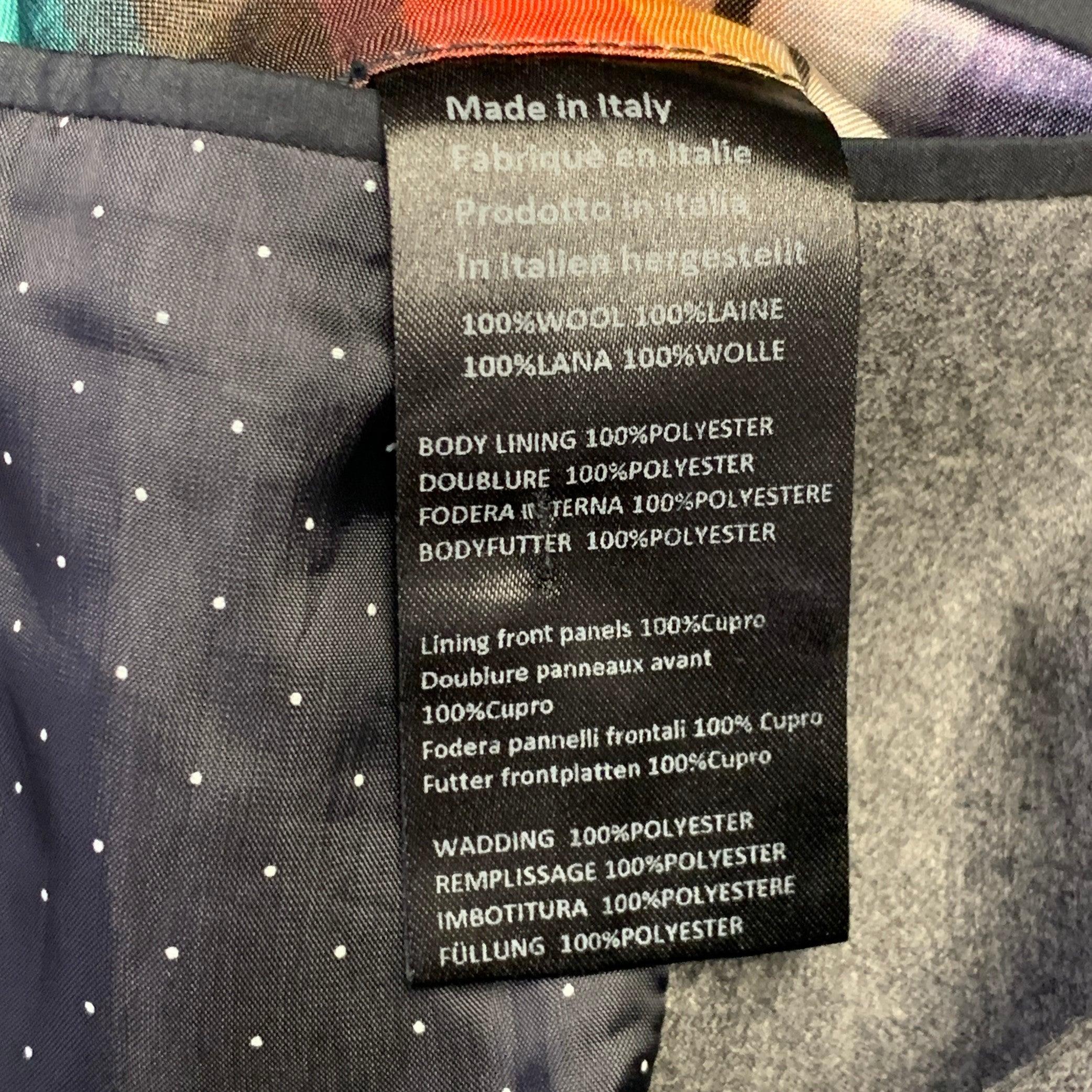 PAUL SMITH Größe S Heather Grey Gesteppter Wollmantel mit Kerbrevers im Angebot 2