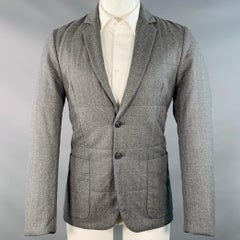 PAUL SMITH Größe S Heather Grey Gesteppter Wollmantel mit Kerbrevers
