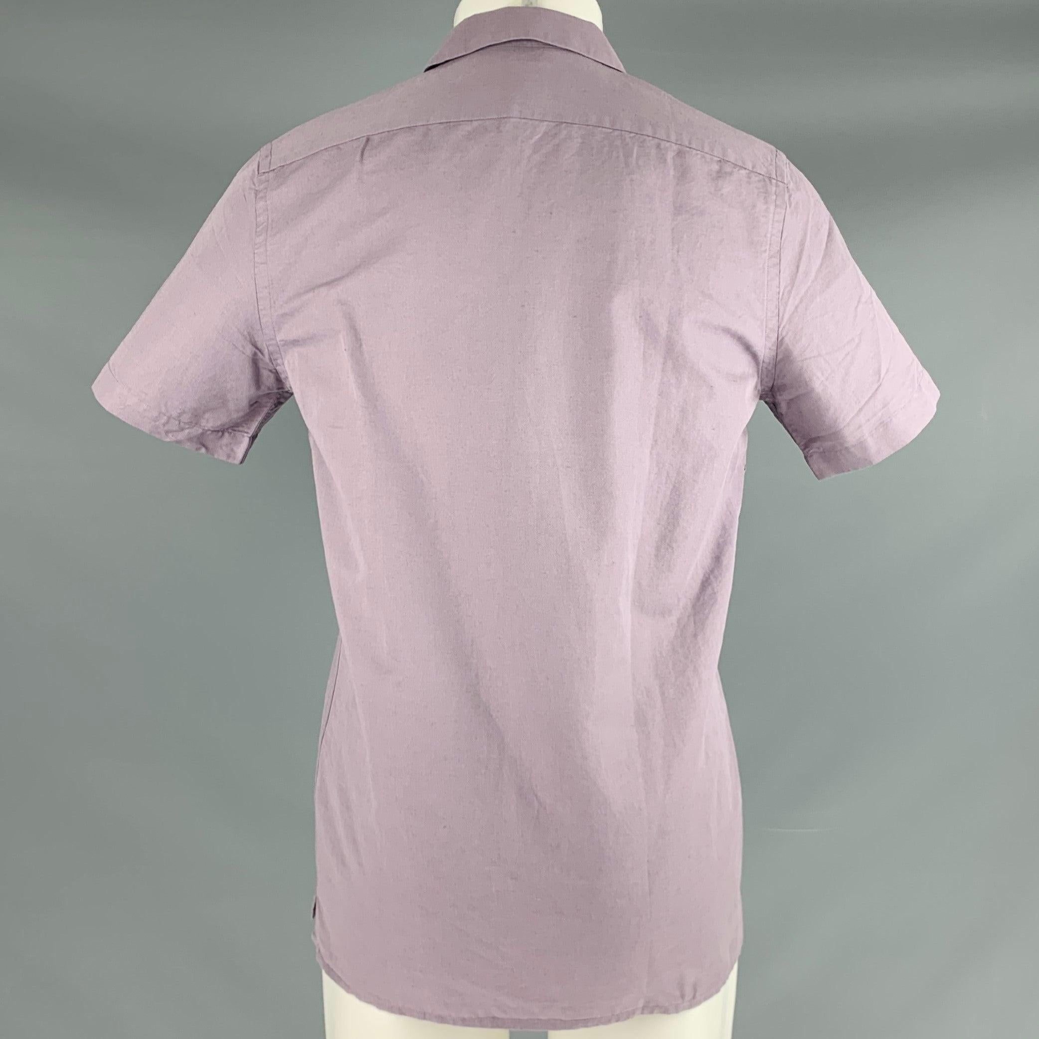 PAUL SMITH Size S Purple Linen Cotton Camp Short Sleeve Shirt In Excellent Condition For Sale In San Francisco, CA