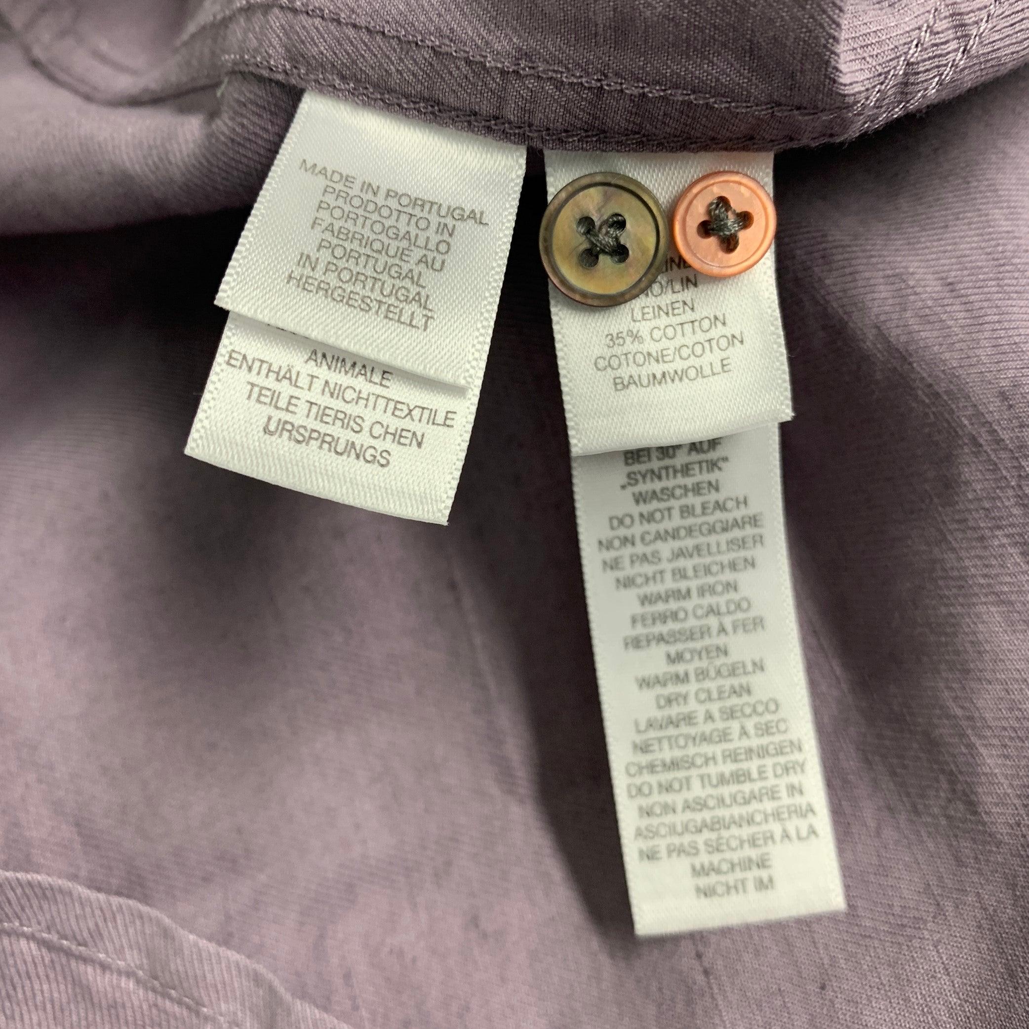 PAUL SMITH Size S Purple Linen Cotton Camp Short Sleeve Shirt For Sale 1