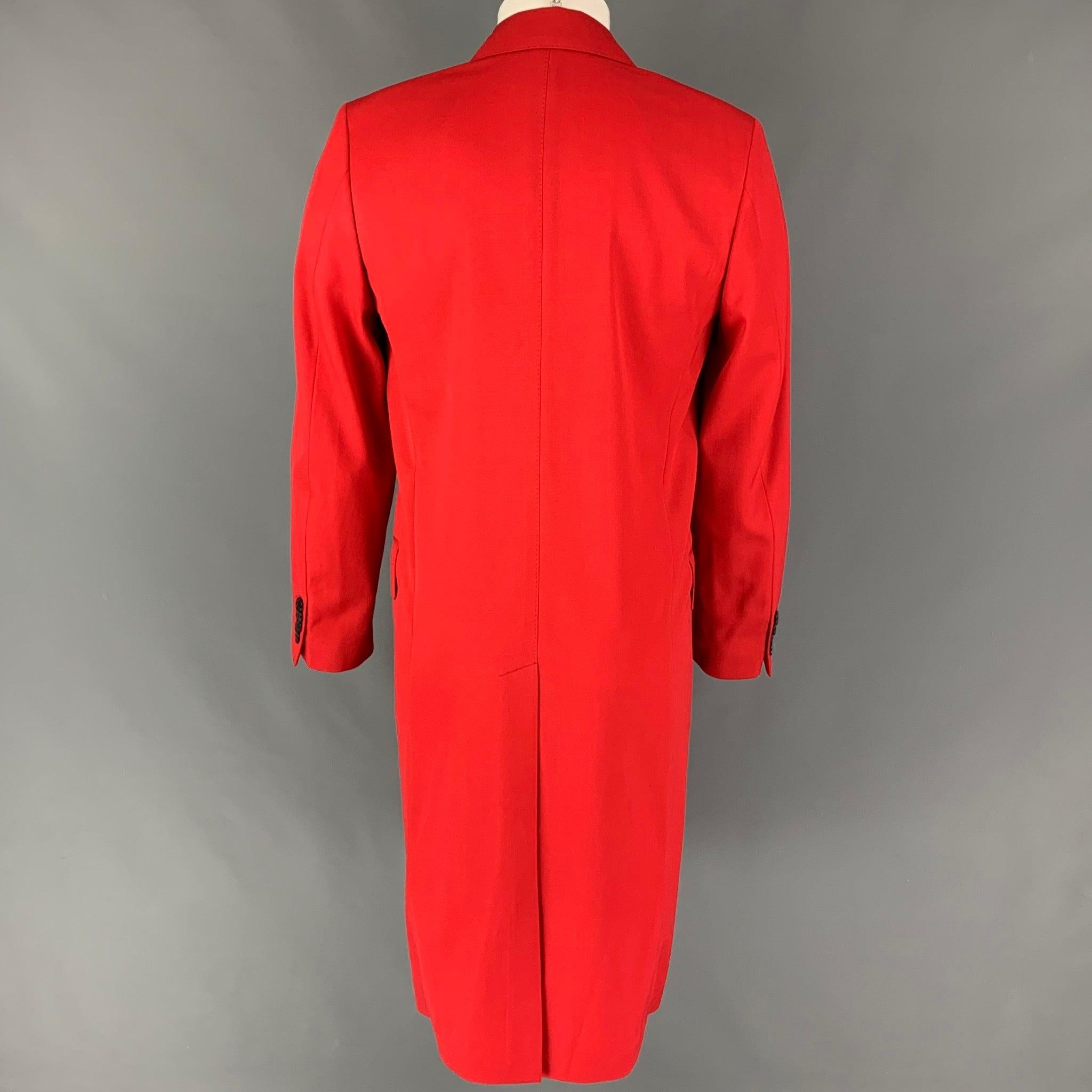 PAUL SMITH Size S Red Wool Polyamide Hidden Placket Coat In Good Condition In San Francisco, CA