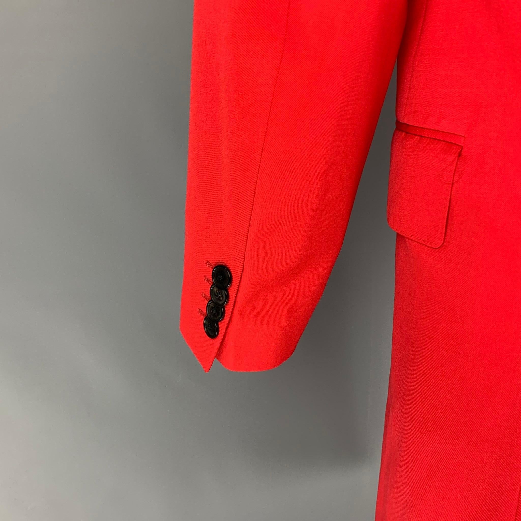 Men's PAUL SMITH Size S Red Wool Polyamide Hidden Placket Coat For Sale