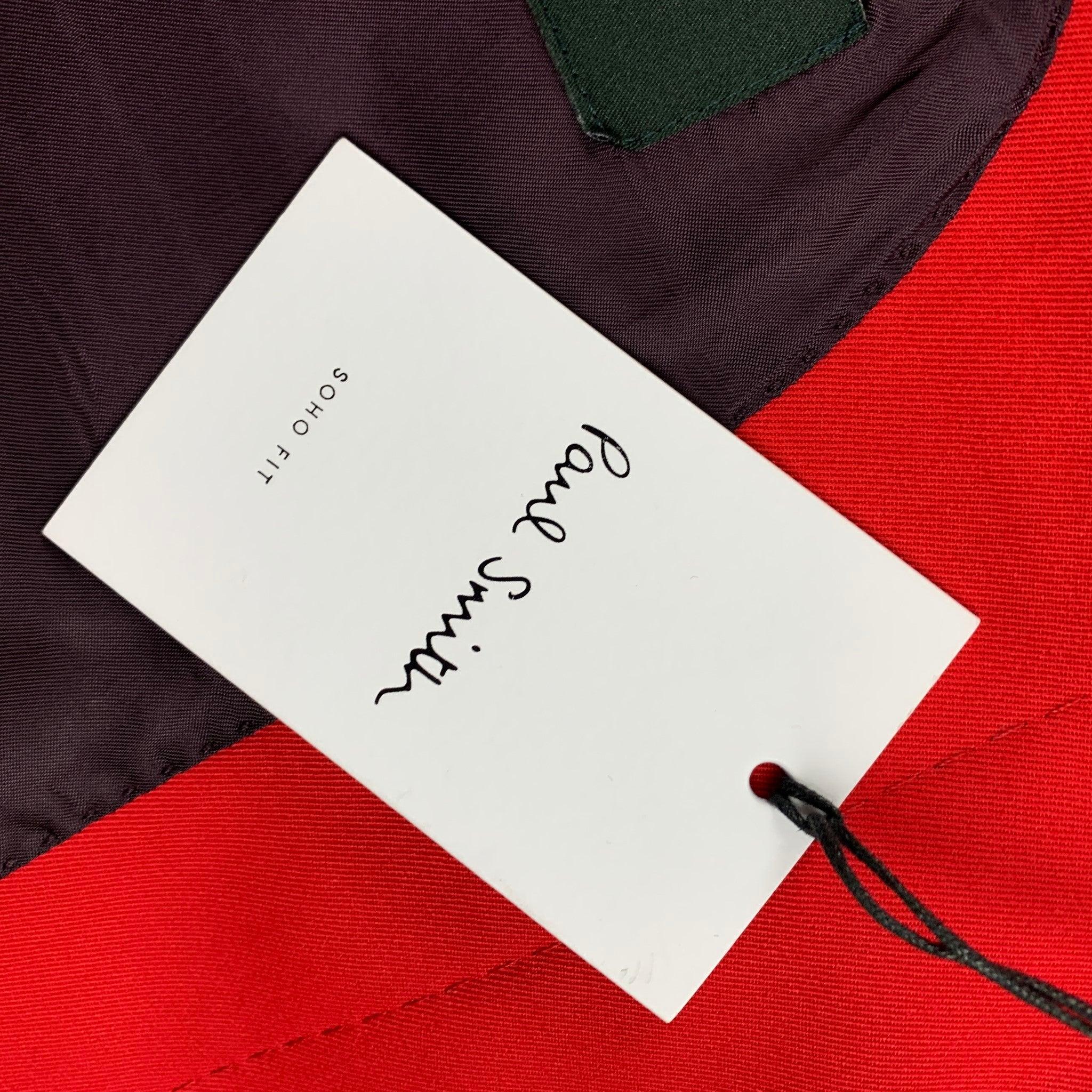PAUL SMITH Size S Red Wool Polyamide Hidden Placket Coat For Sale 4