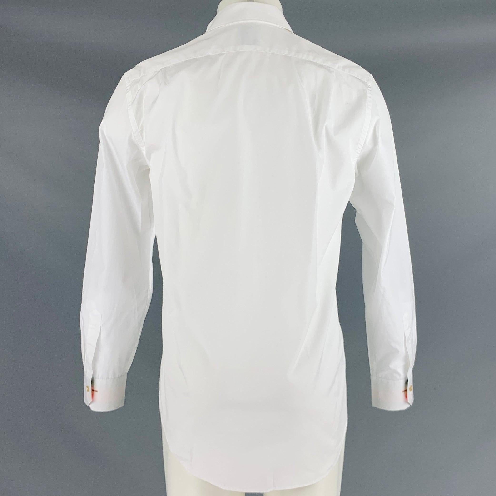 PAUL SMITH Size S White Cotton Blend Long Sleeve Shirt In Excellent Condition For Sale In San Francisco, CA