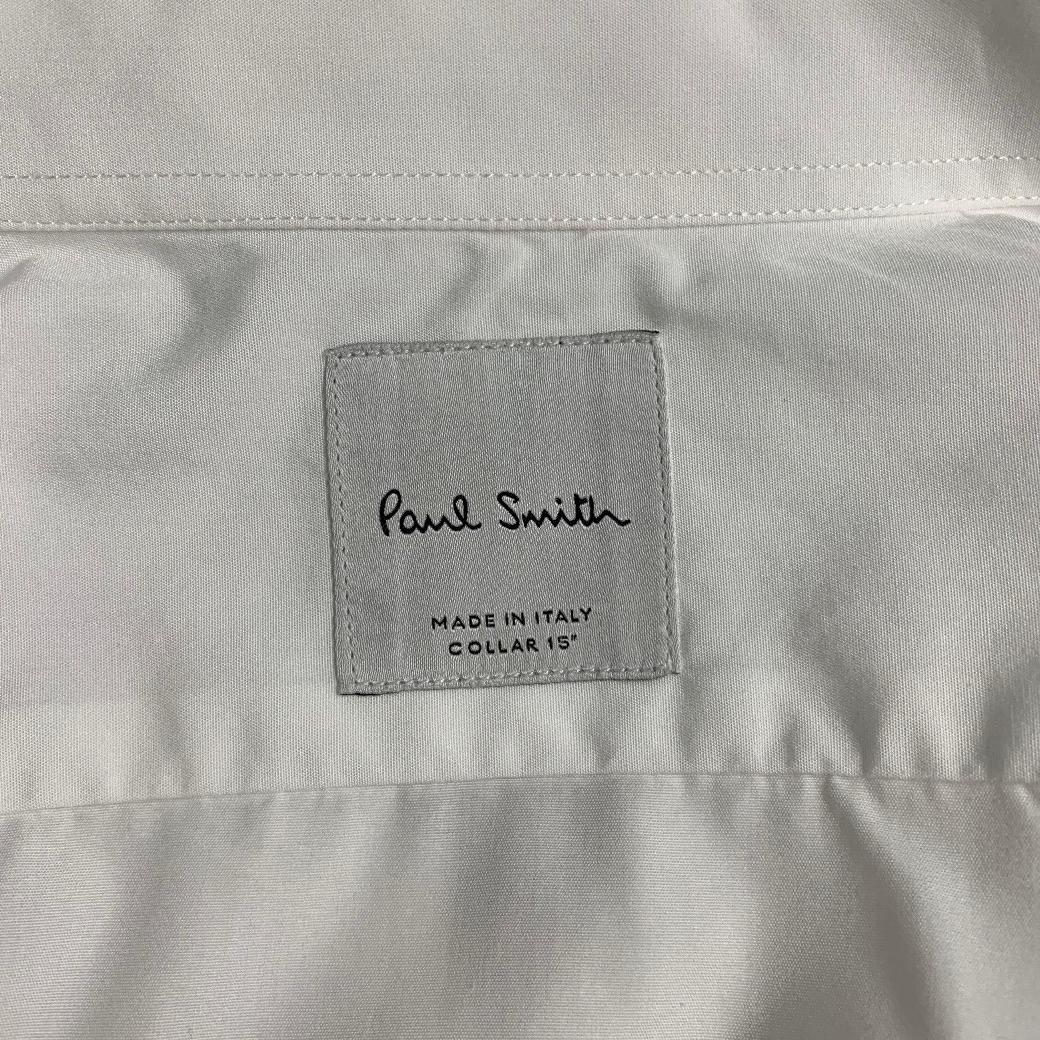 Men's PAUL SMITH Size S White Cotton Blend Long Sleeve Shirt For Sale