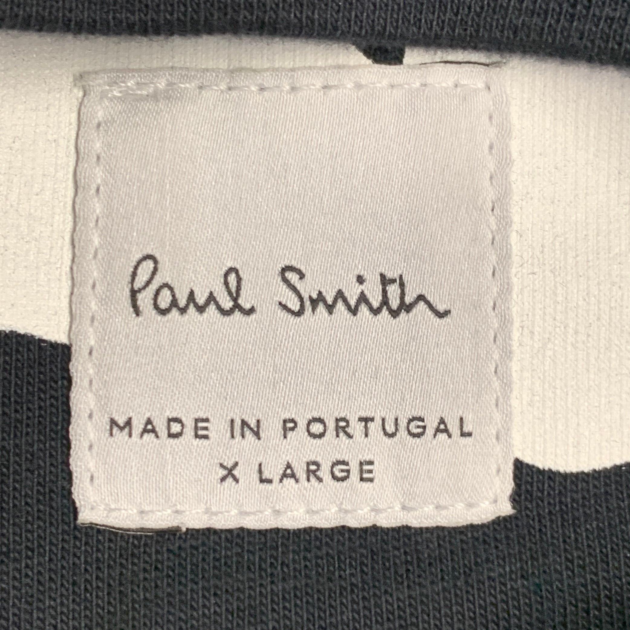 PAUL SMITH Größe XL Schwarz Weiß Logo Baumwolle Zipper Kurzarm Pullover im Angebot 1