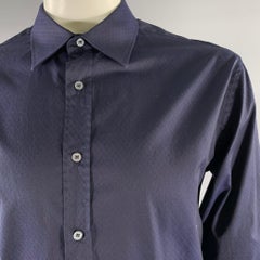 PAUL SMITH Size XL Navy Geometric Cotton Long Sleeve Shirt