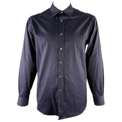 PAUL SMITH Size XL Navy Geometric Cotton Long Sleeve Shirt
