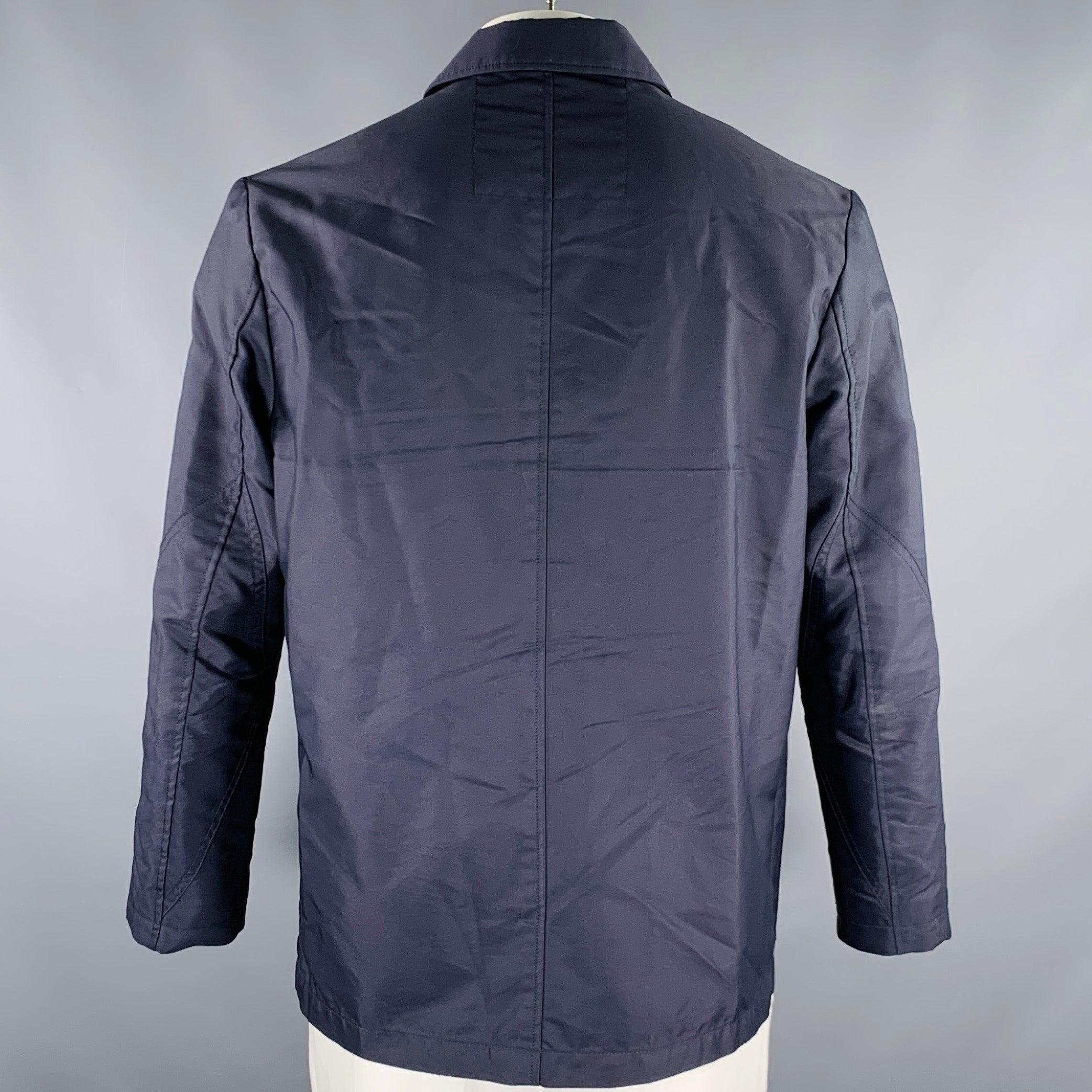 Noir PAUL SMITH Veste croisée en nylon et coton bleu marine, taille XL en vente