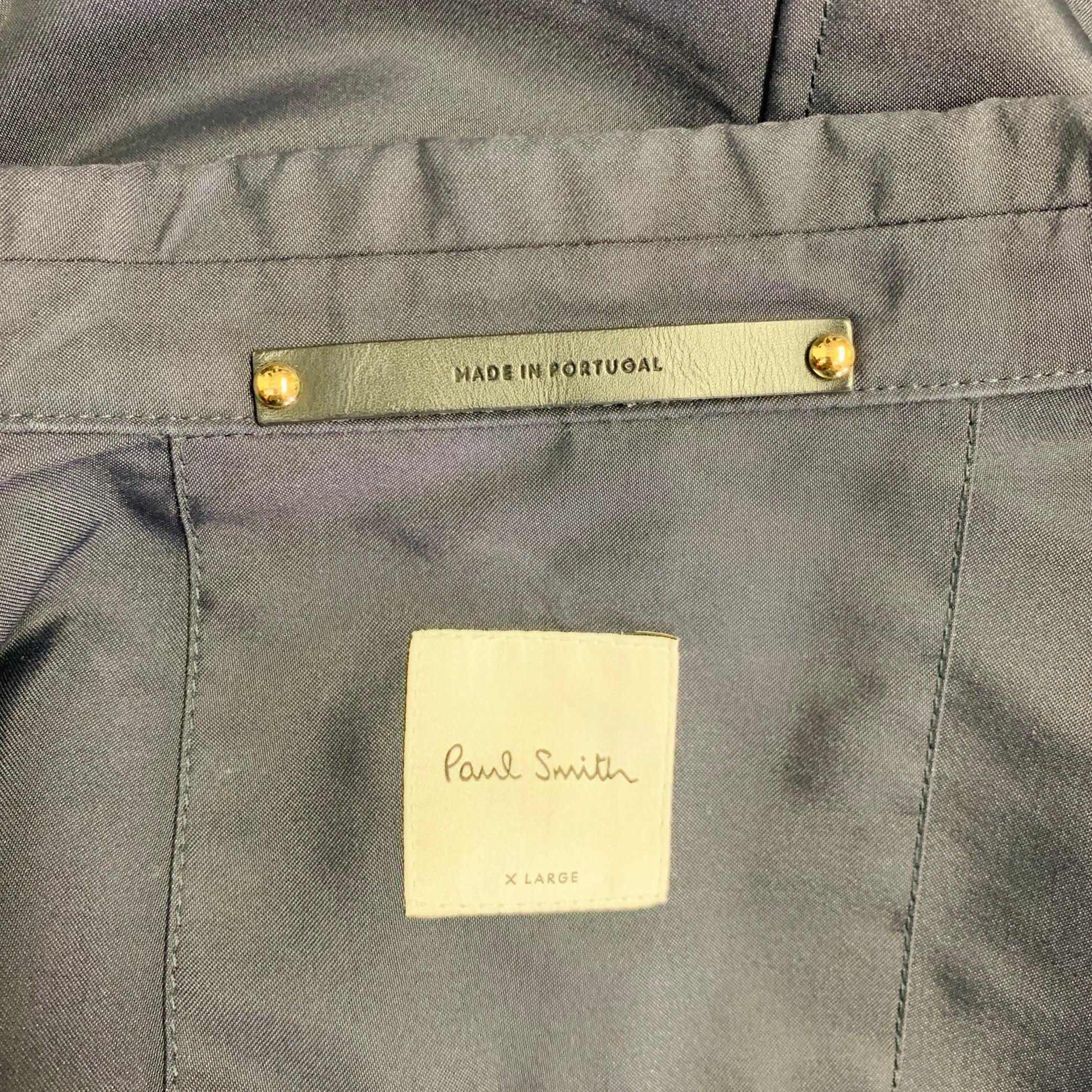 PAUL SMITH Veste croisée en nylon et coton bleu marine, taille XL Excellent état - En vente à San Francisco, CA