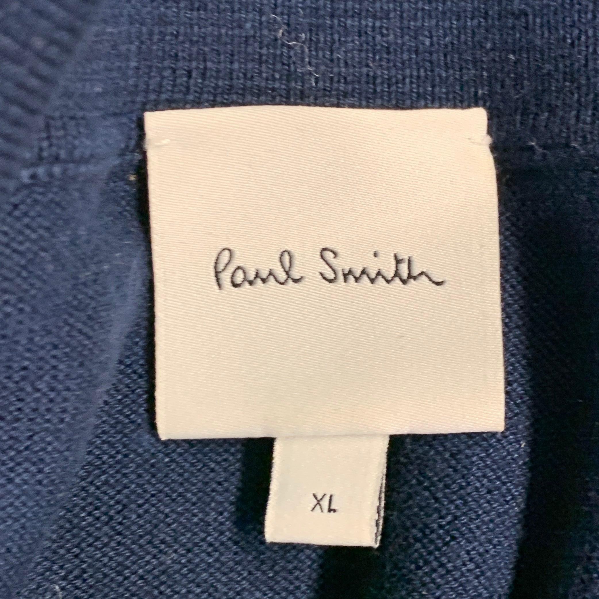 Men's PAUL SMITH Size XL Navy Orange Contrast Trim Cotton Short Sleeve Polo