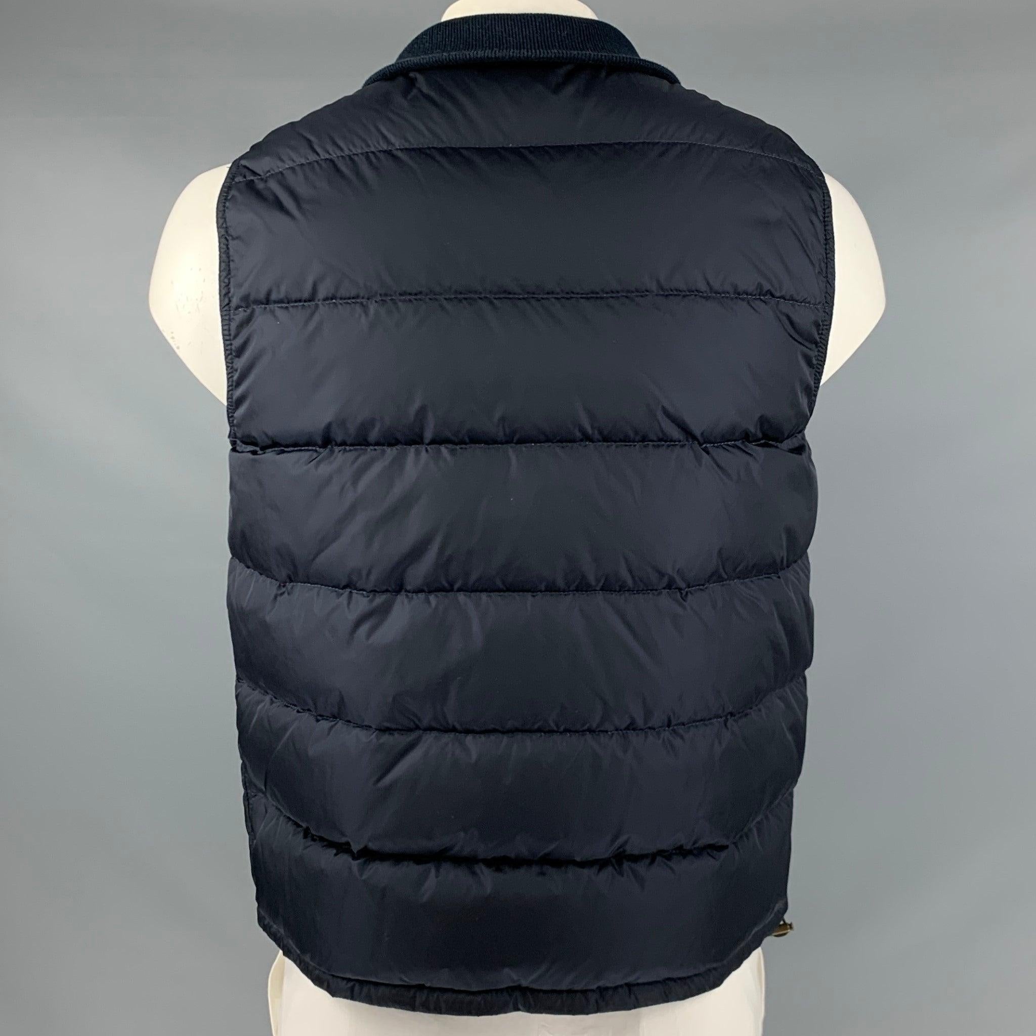 PAUL SMITH Size XL Navy Quilted Nylon Zip Up Vest In Excellent Condition For Sale In San Francisco, CA