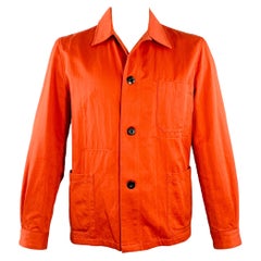 PAUL SMITH Size XL Orange Twill Linen Cotton Chore Jacket