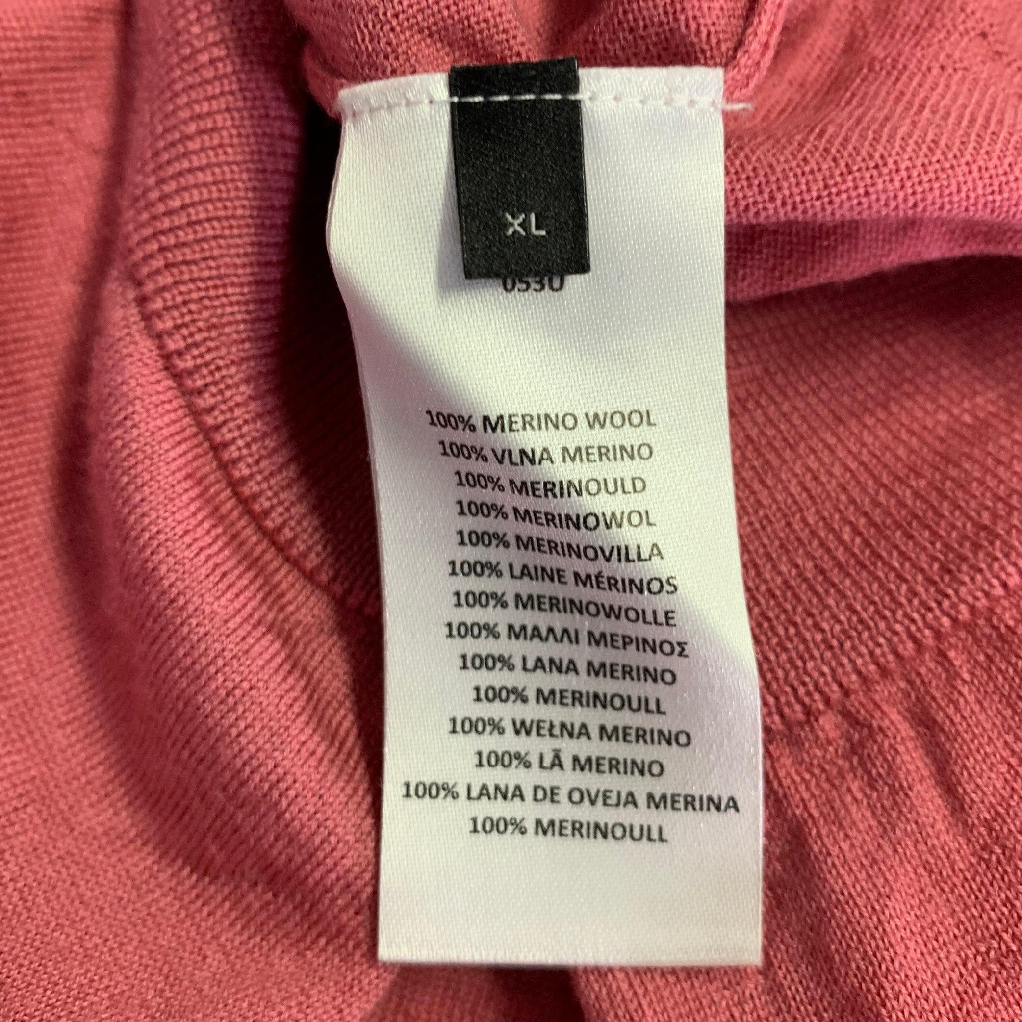 PAUL SMITH Size XL Pink Merino Wool Crew Neck Pullover For Sale 2