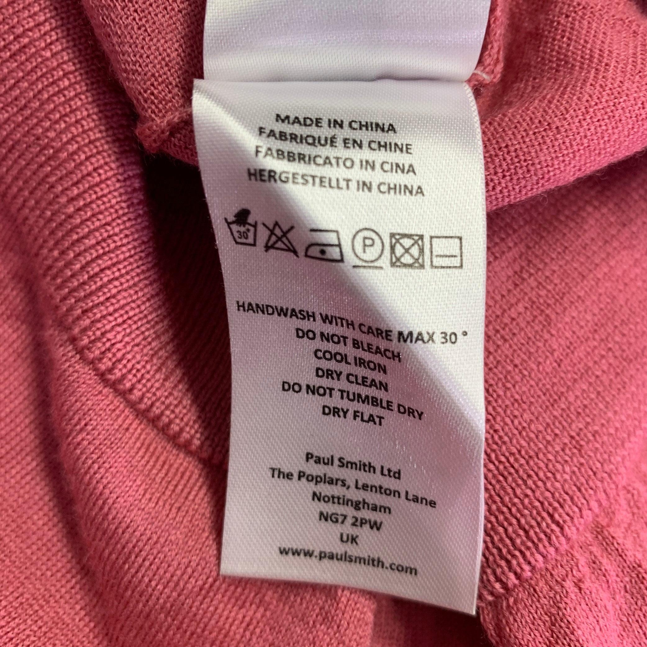 PAUL SMITH Size XL Pink Merino Wool Crew Neck Pullover For Sale 3