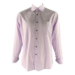 Paul Smith taglia XL, camicia a maniche lunghe in cotone jacquard viola lavanda.
