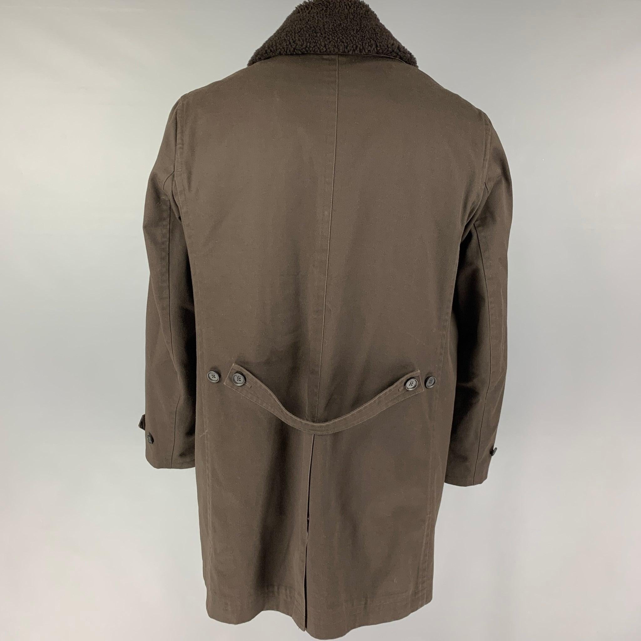 Men's PAUL SMITH Size XXL Brown Polyster Cotton Detachable Lining Coat