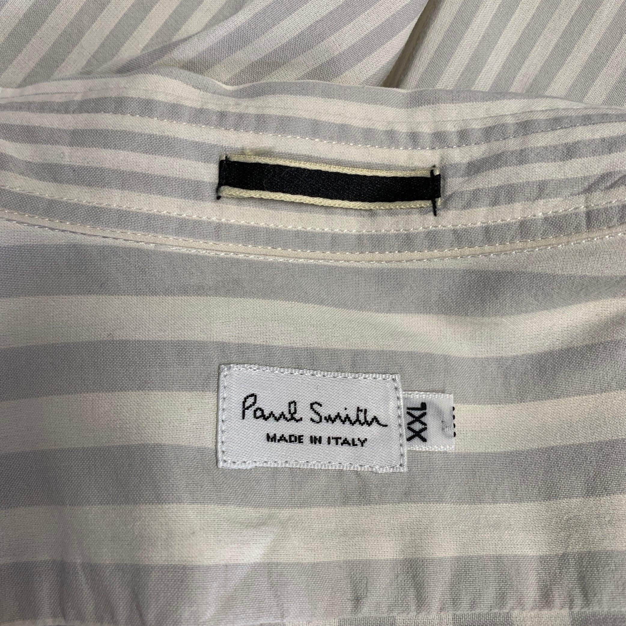 PAUL SMITH - Chemise à manches longues boutonnée en coton à rayures grises et beiges, taille XXL Pour hommes en vente