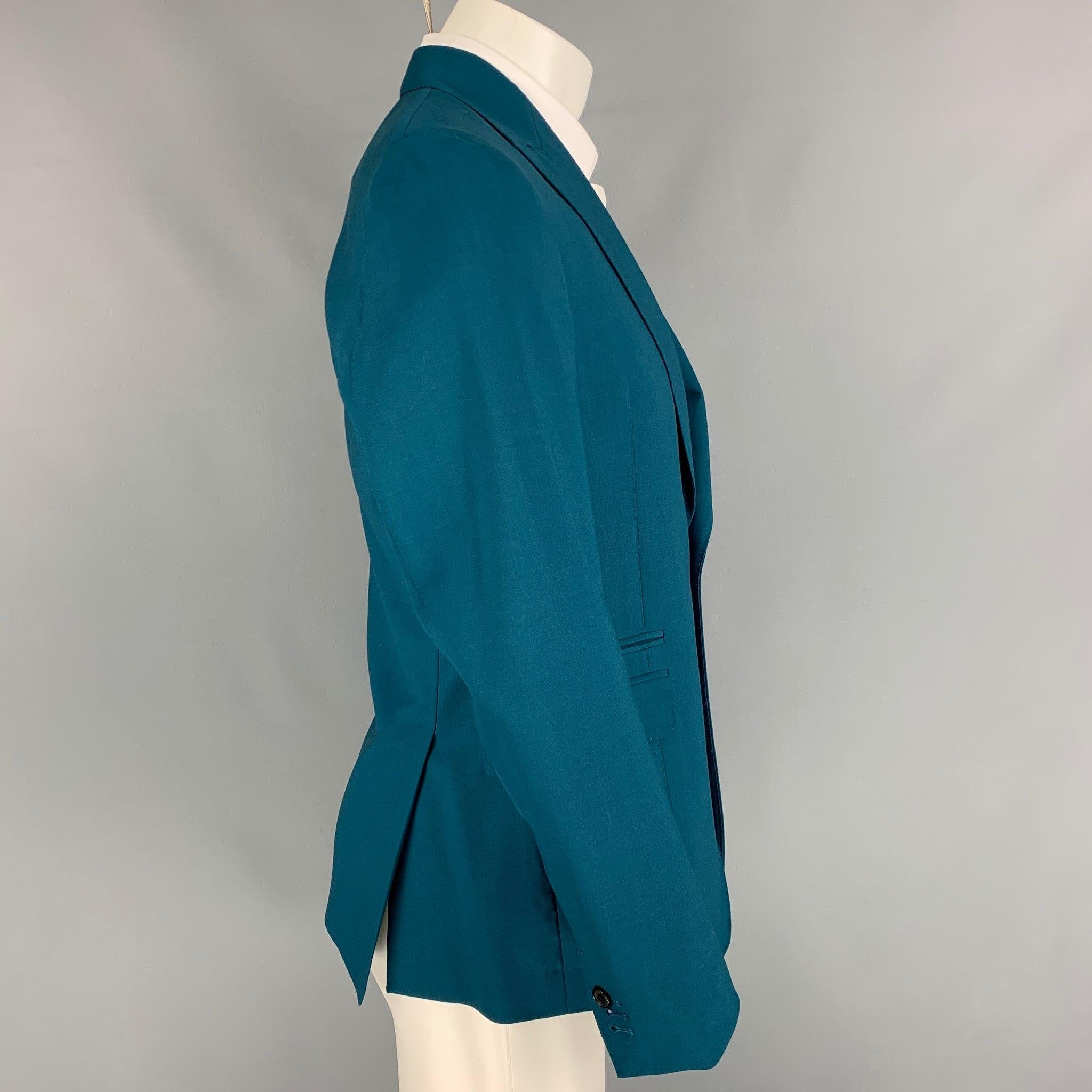 PAUL SMITH Soho Fit Size 38 Teal Peak Lapel Regular Wool Sport Coat In Good Condition For Sale In San Francisco, CA