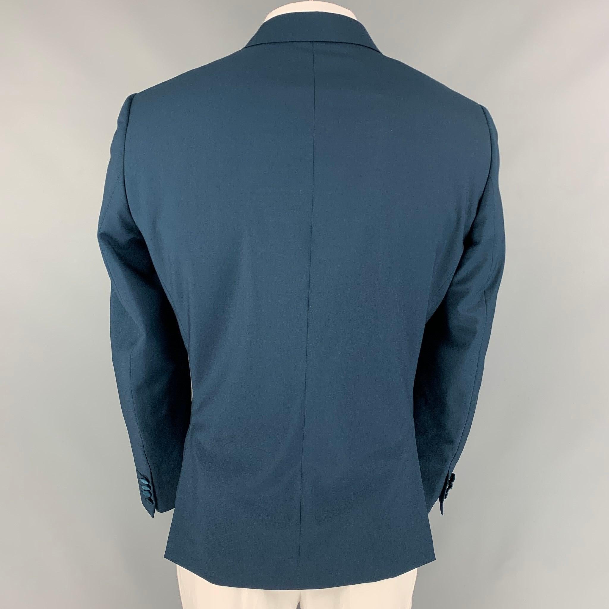 Men's PAUL SMITH Soho Fit Size 46 Teal Wool / Mohair Peak Lapel Sport Coat For Sale