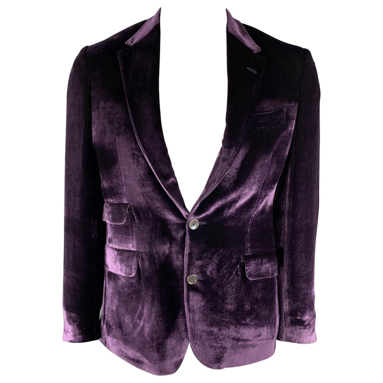 PAUL SMITH The Byard Size 40 Regular Purple Velvet Notch Lapel Sport Coat  For Sale at 1stDibs