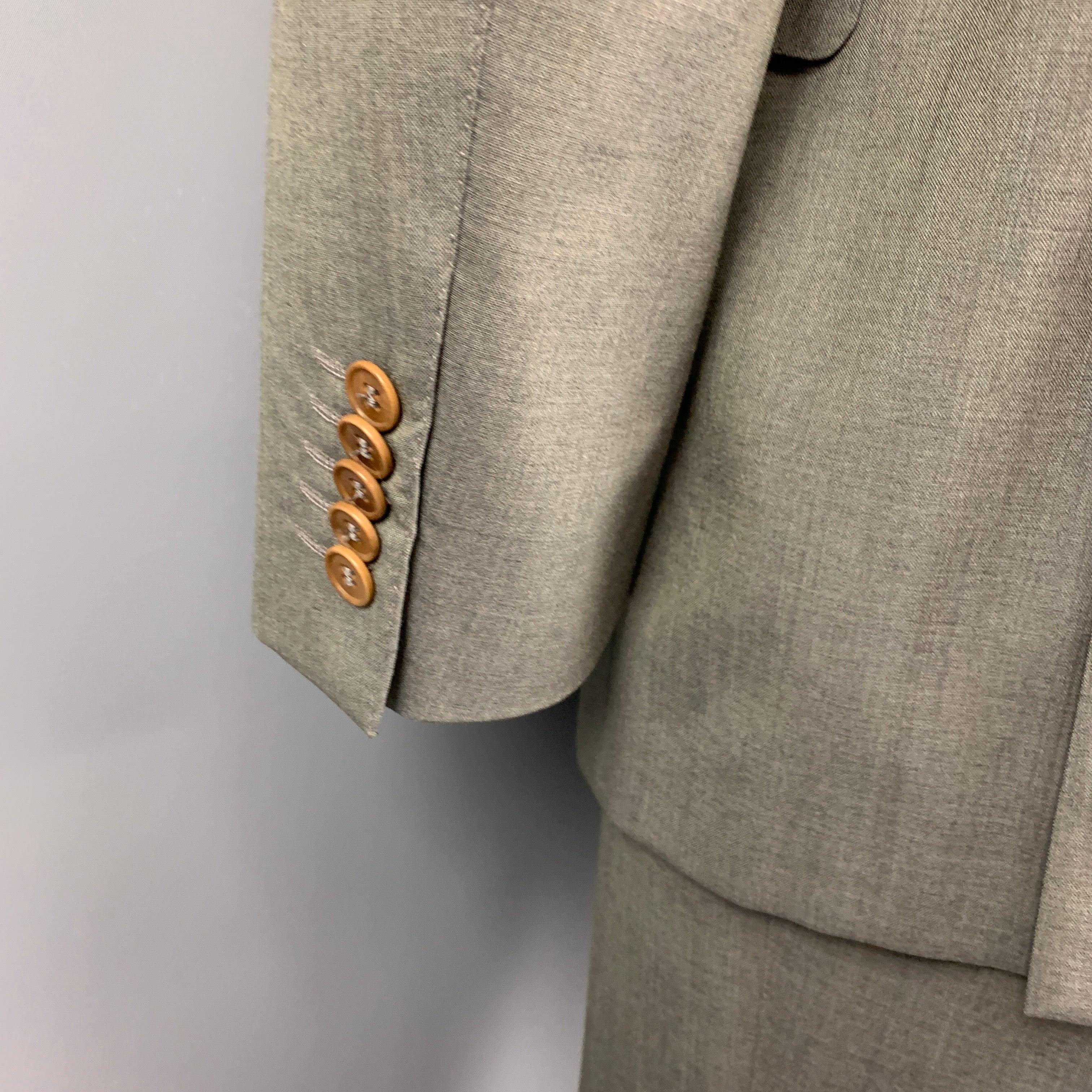Men's PAUL SMITH The Byard Size 44 Regular Grey Wool Notch Lapel Suit For Sale