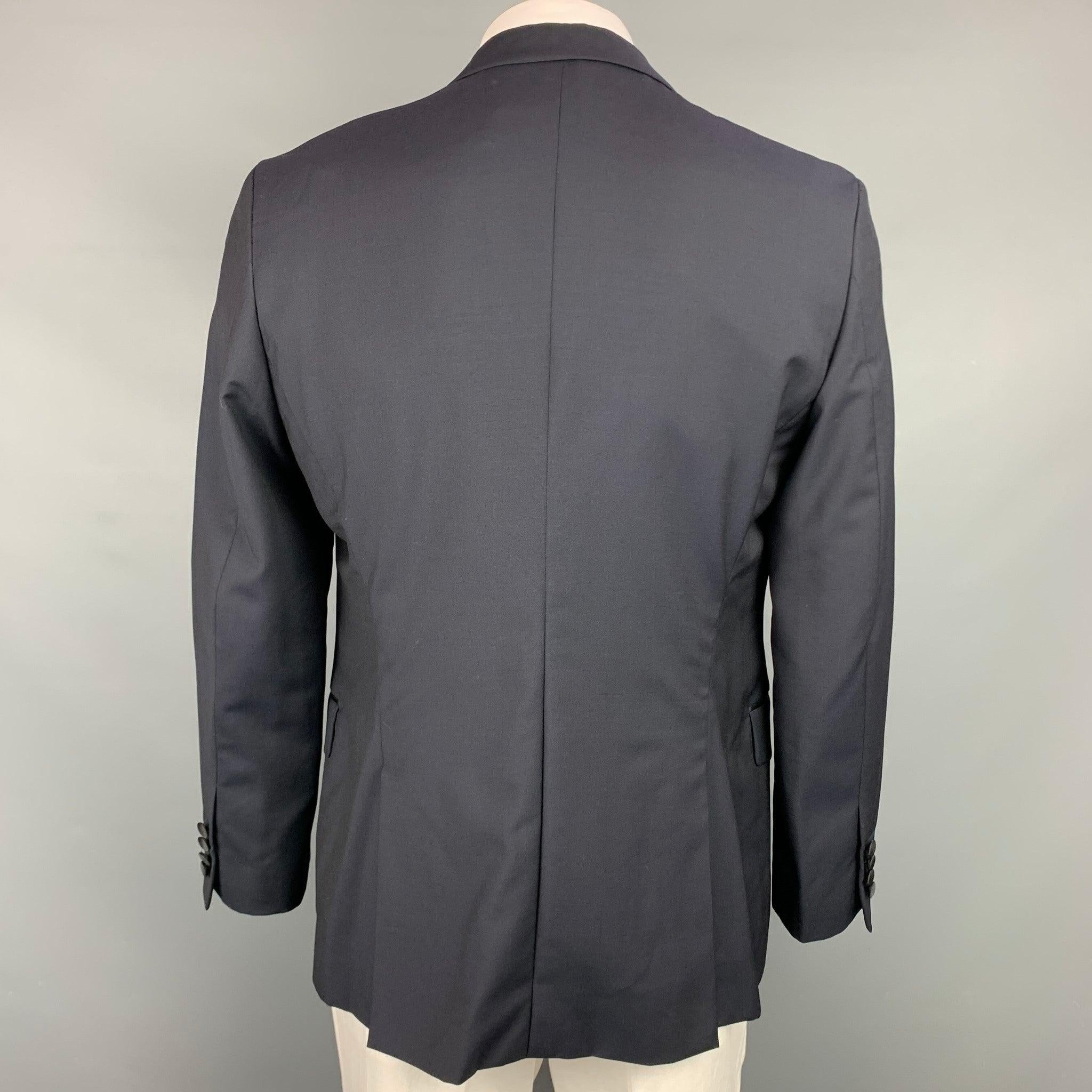 Men's PAUL SMITH The Byard Size 46 Regular Black Wool / Mohair Peak Lapel Sport Coat