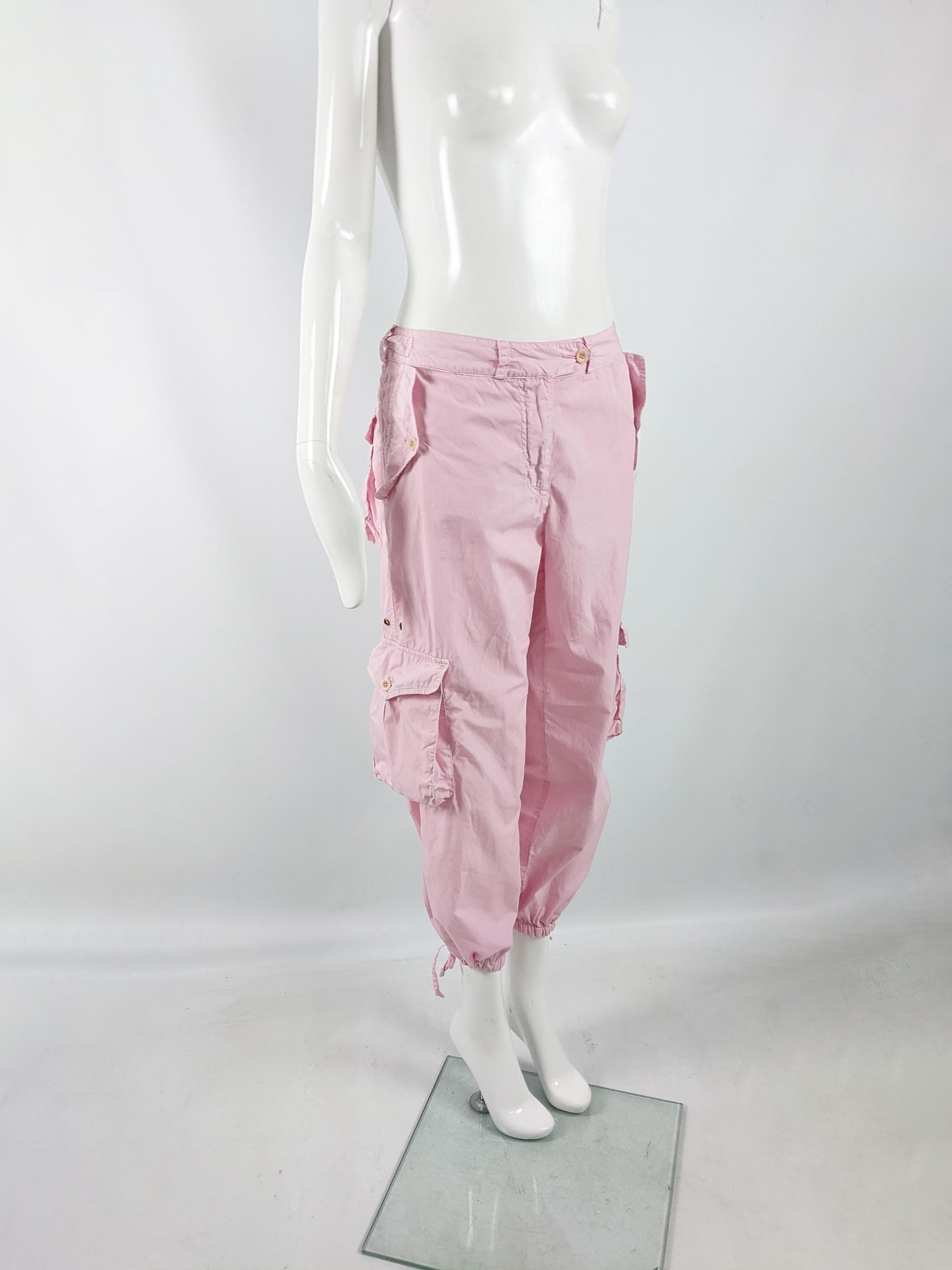 Gray Paul Smith Vintage y2k Pastel Pink Cargo Parachute Pants, 2000s
