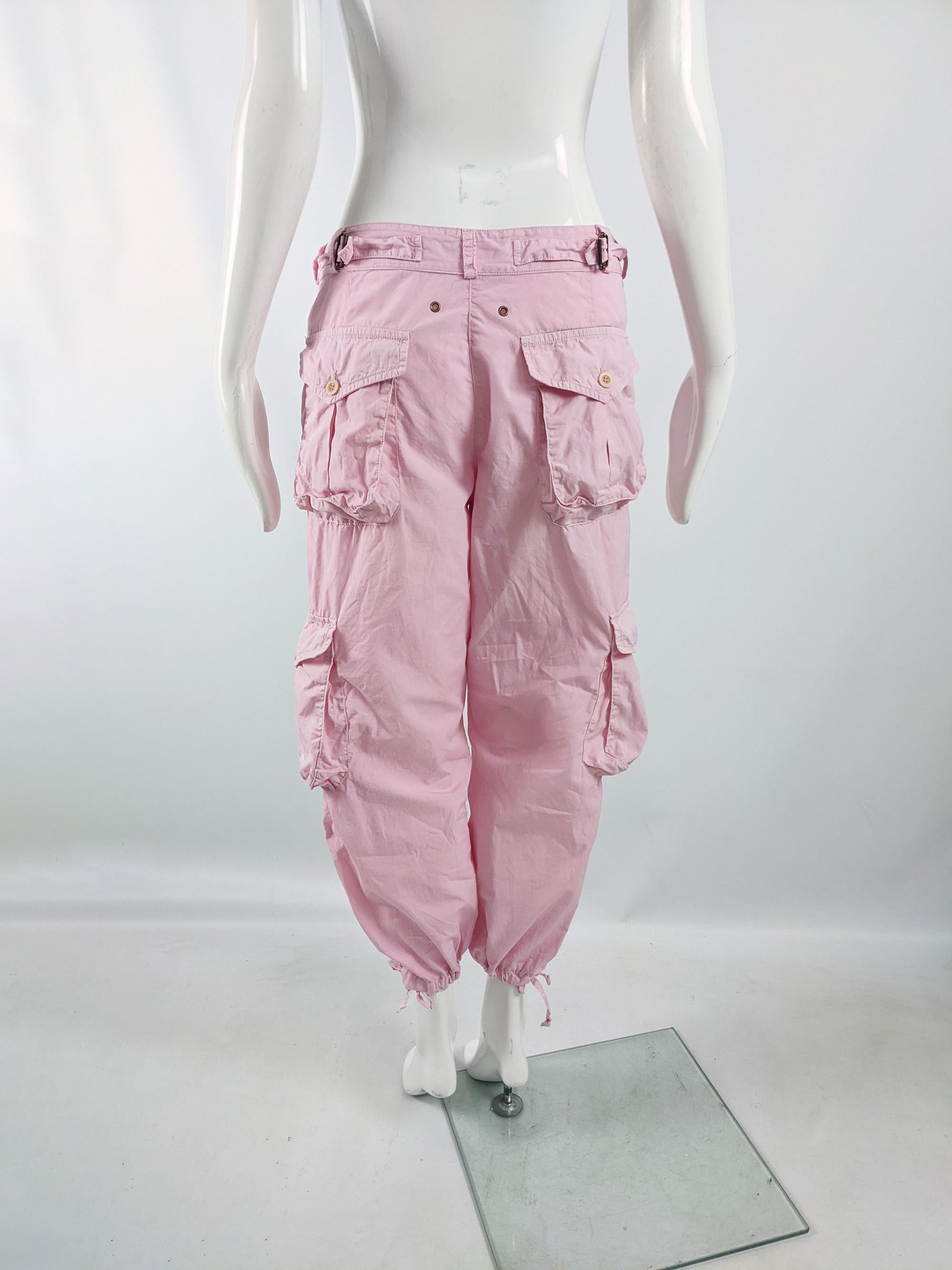 Paul Smith Vintage y2k Pastel Pink Cargo Parachute Pants, 2000s In Good Condition In Doncaster, South Yorkshire