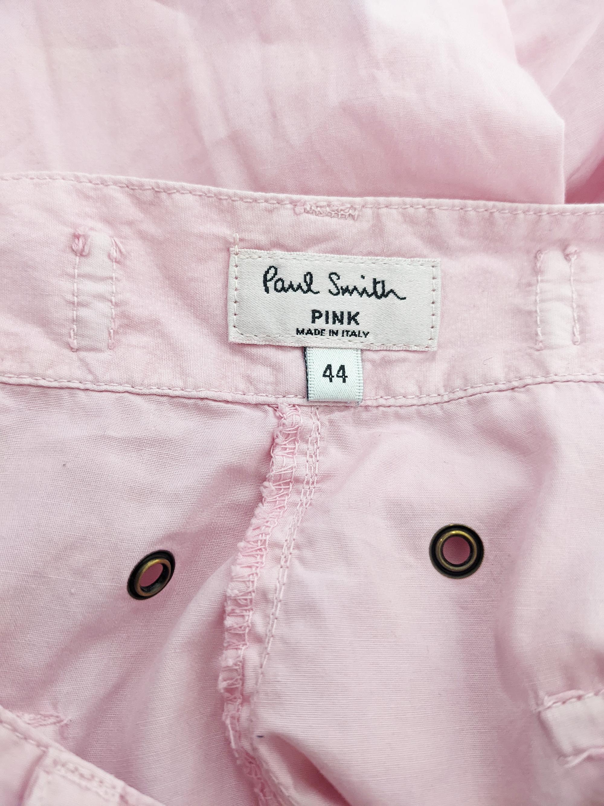 Paul Smith Vintage y2k Pastel Pink Cargo Parachute Pants, 2000s 1