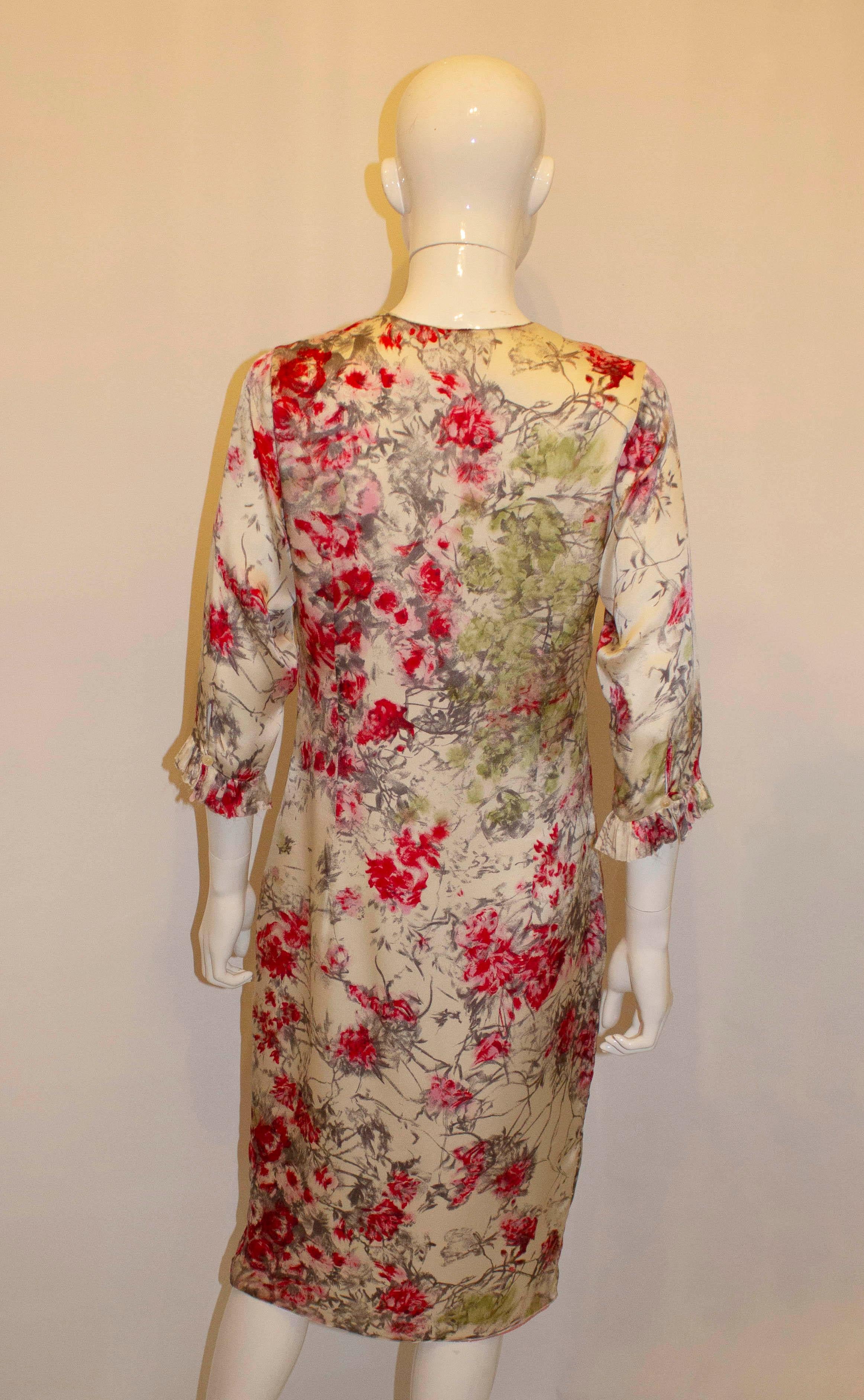 Brown Paul Smith Women  Silk Floral Dress For Sale