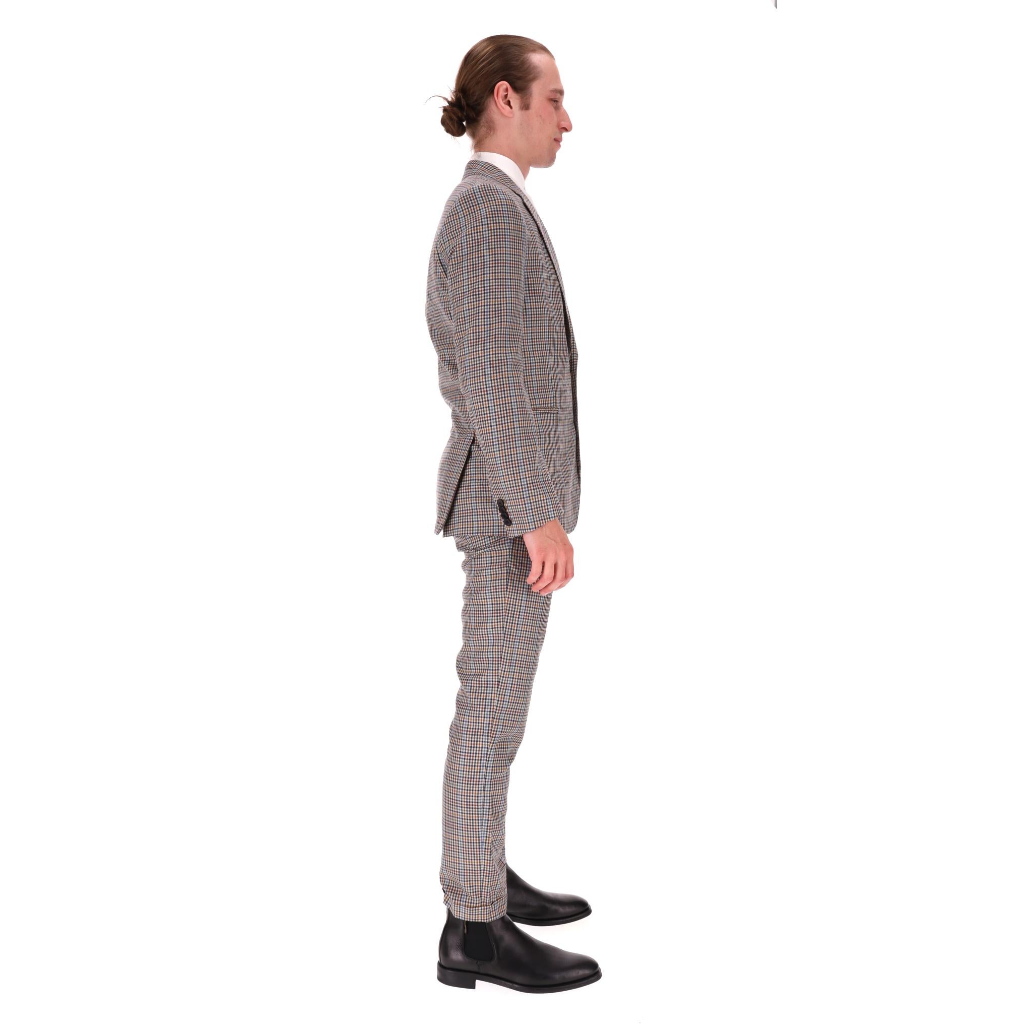 Paul Smith Wool & Silk Blend Checked Suit Gris en venta