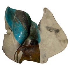 Paul Soldner Escultura en relieve de pared con cargador de losa de rakú de cerámica grande de mediados de siglo