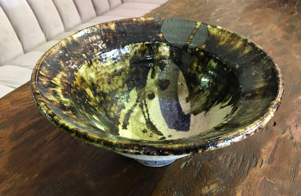 Paul Soldner Large Raku Fired Ceramic Pottery Bowl 3