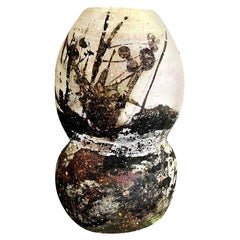Paul Soldner Signed Large Raku Fired Mid-Century Modern Vessel Sculpture Vase