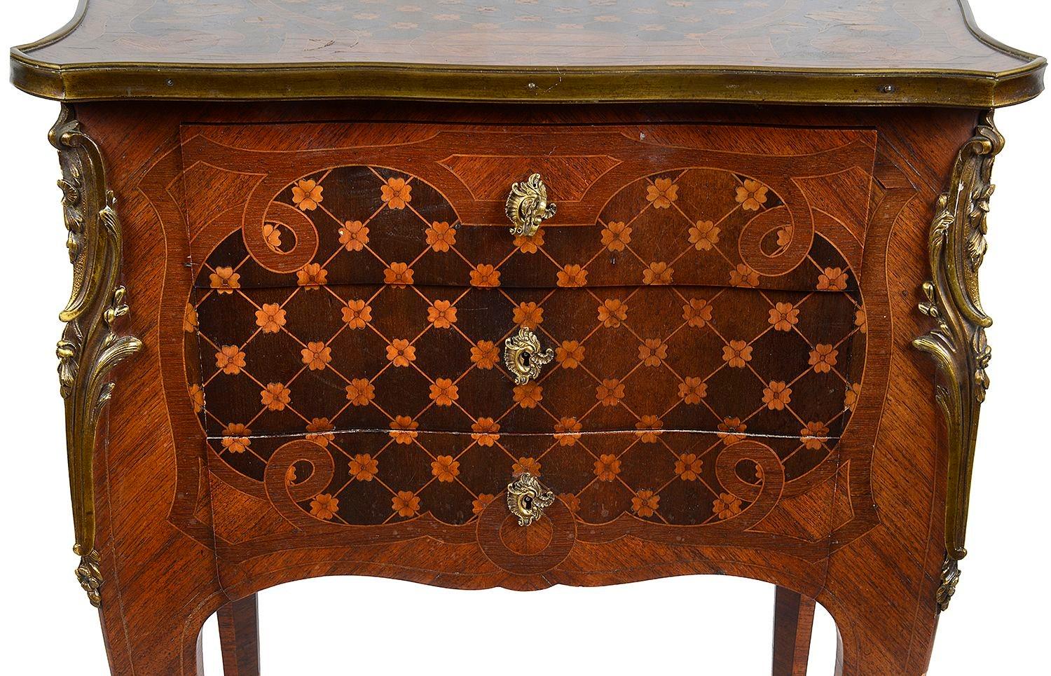 Paul Somani marquetry side table, circa 1890 In Good Condition For Sale In Brighton, Sussex