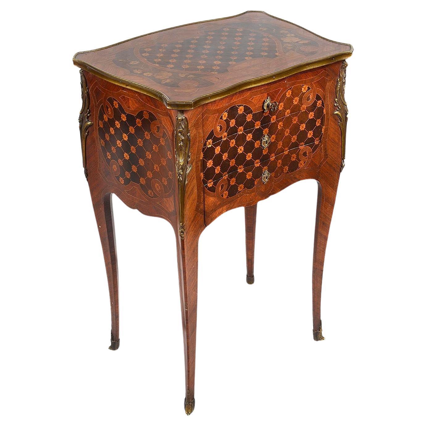 Paul Somani marquetry side table, circa 1890 For Sale