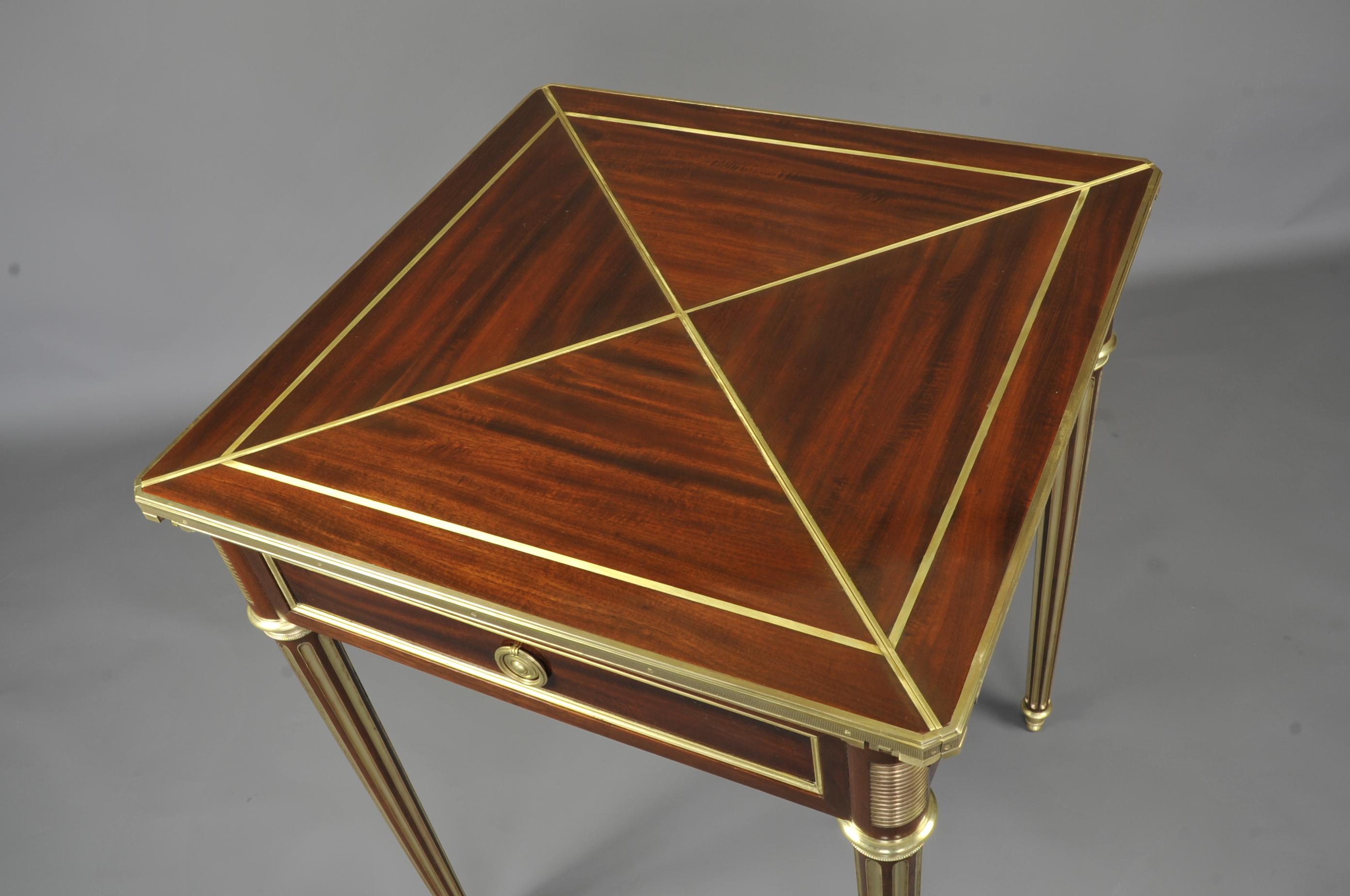 Marqueterie Paul Sormani (1817-1866) - Table de jeux Louis XVI en vente