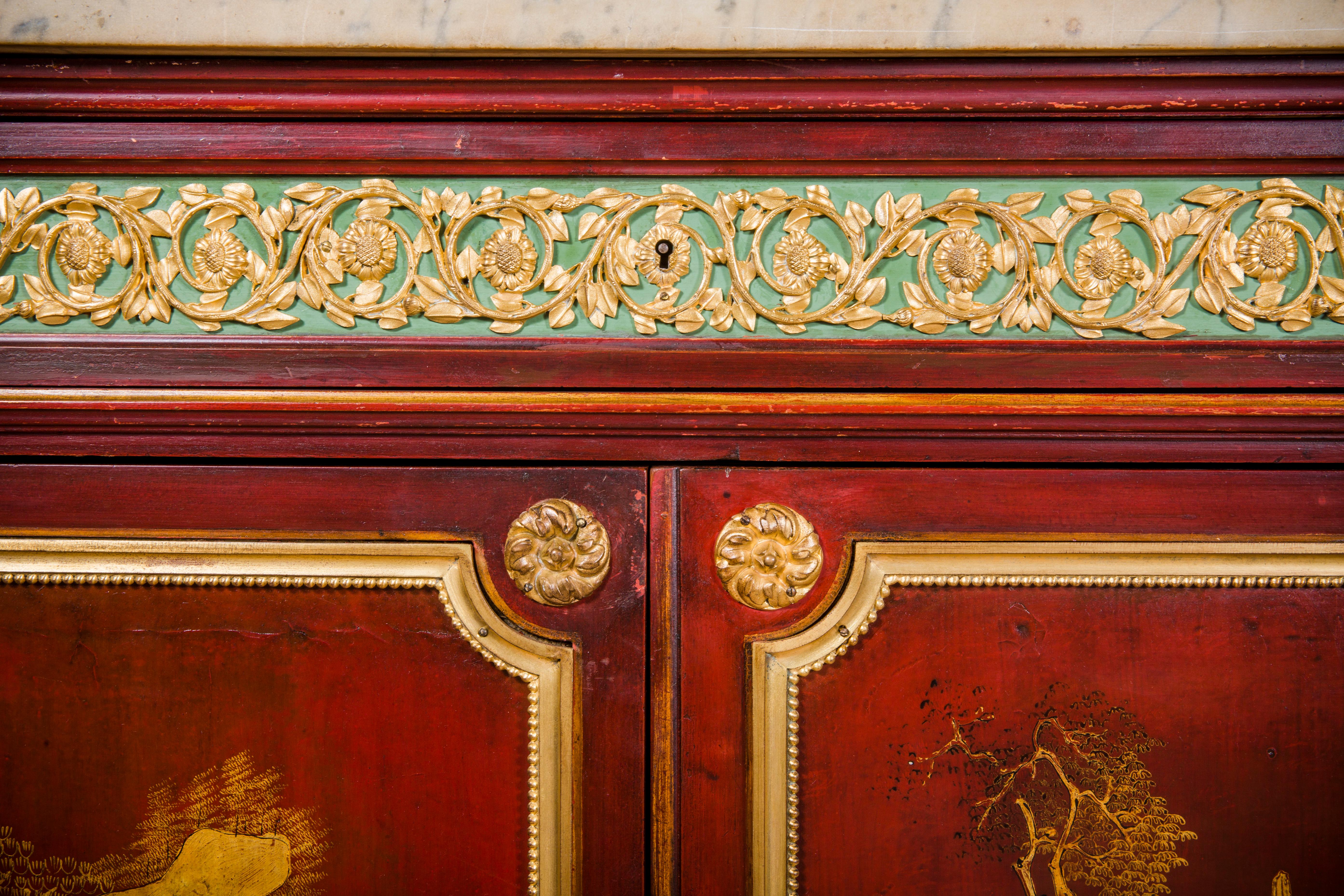 19th Century Paul Sormani 'French' Lacquer Louis XVI Style Chinoiseri Wood Cabinet For Sale